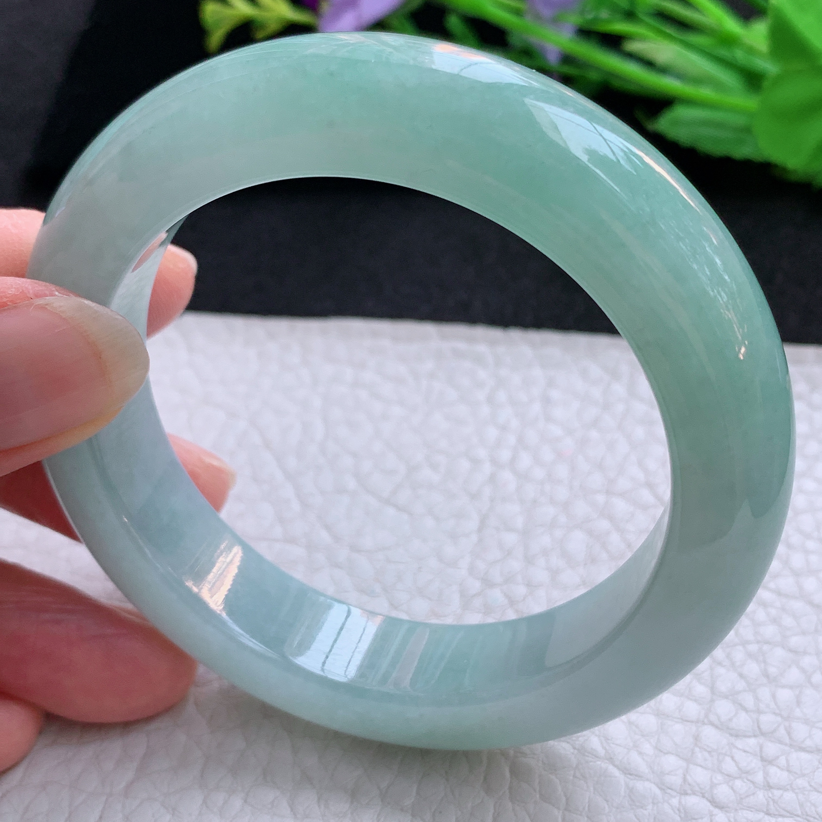 js实拍55.5*13.5*10平安镯 天然缅甸翡翠A货玉手镯冰晴厚装宽边玉手环