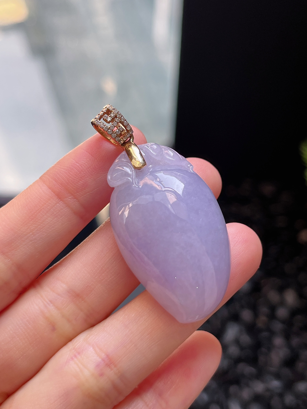 18k金翡翠冰糯种紫色福瓜