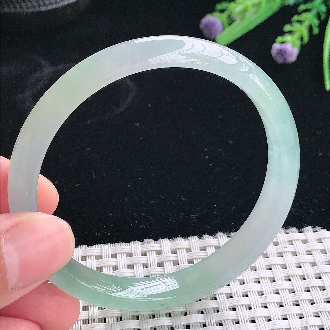 实拍天然翡翠57.5/9.9/6.8老坑冰胶果冻冰晴手镯翡翠玉镯手环