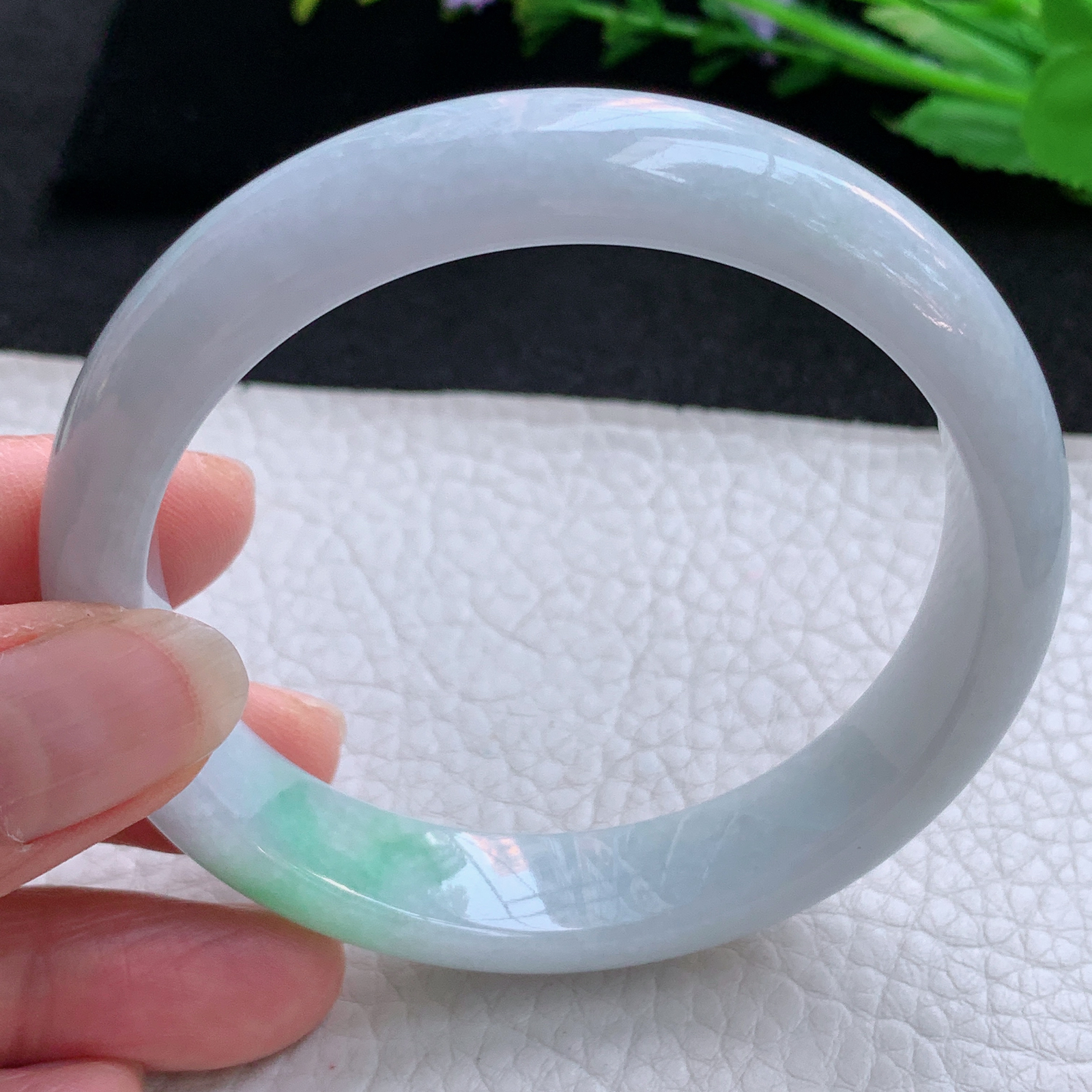 js实拍58.5*13*7.8平安镯 天然缅甸翡翠A货玉手镯水润飘绿宽边玉手环