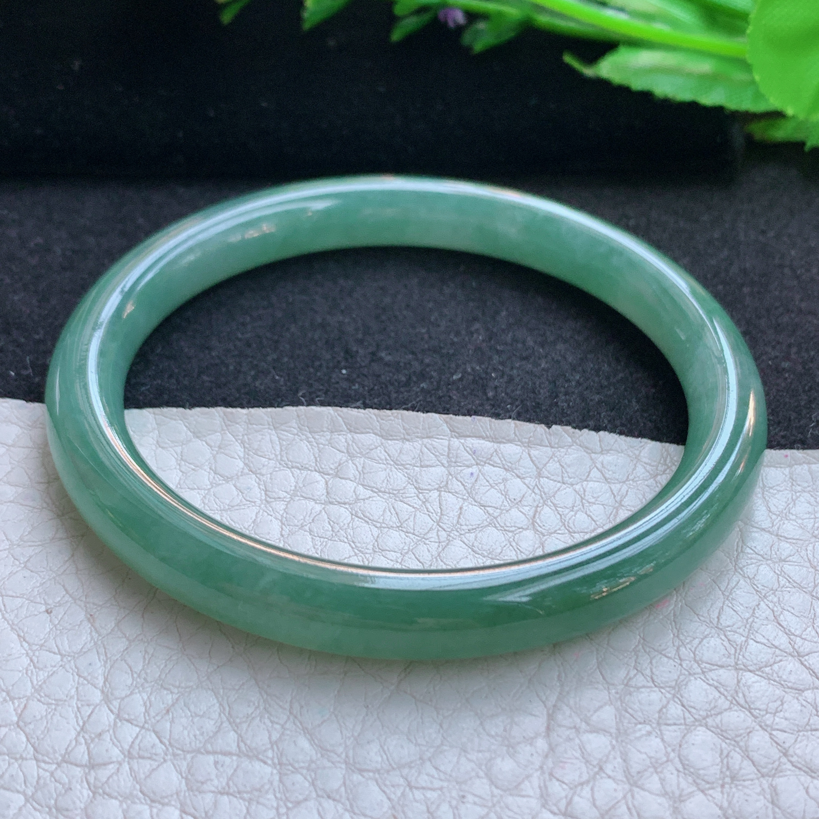 z实拍54*7.5*7美人镯 天然缅甸翡翠A货玉手镯冰晴圆条叮当镯