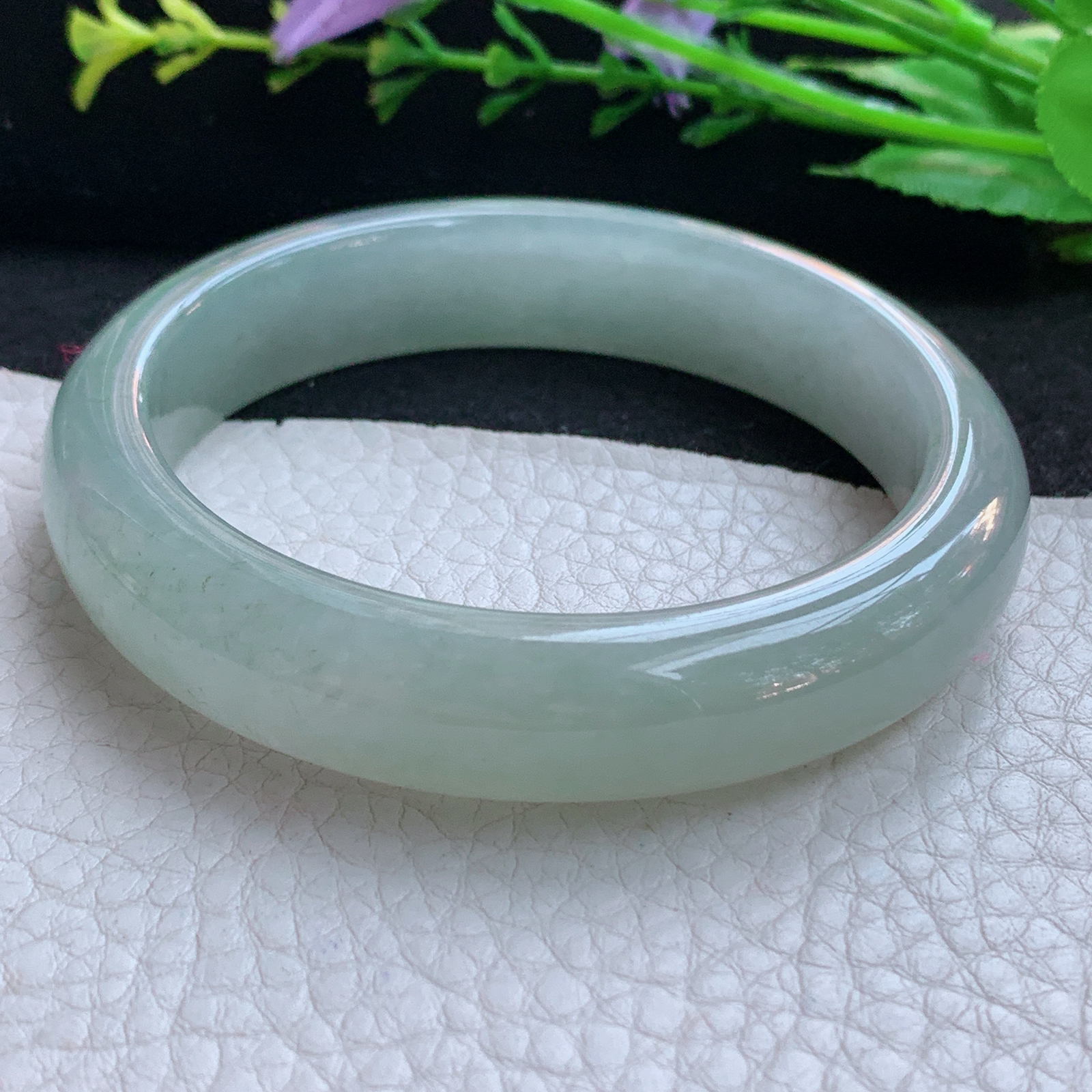 z实拍57.5*13*8.2平安镯 天然缅甸翡翠A货玉手镯冰晴宽边玉手环