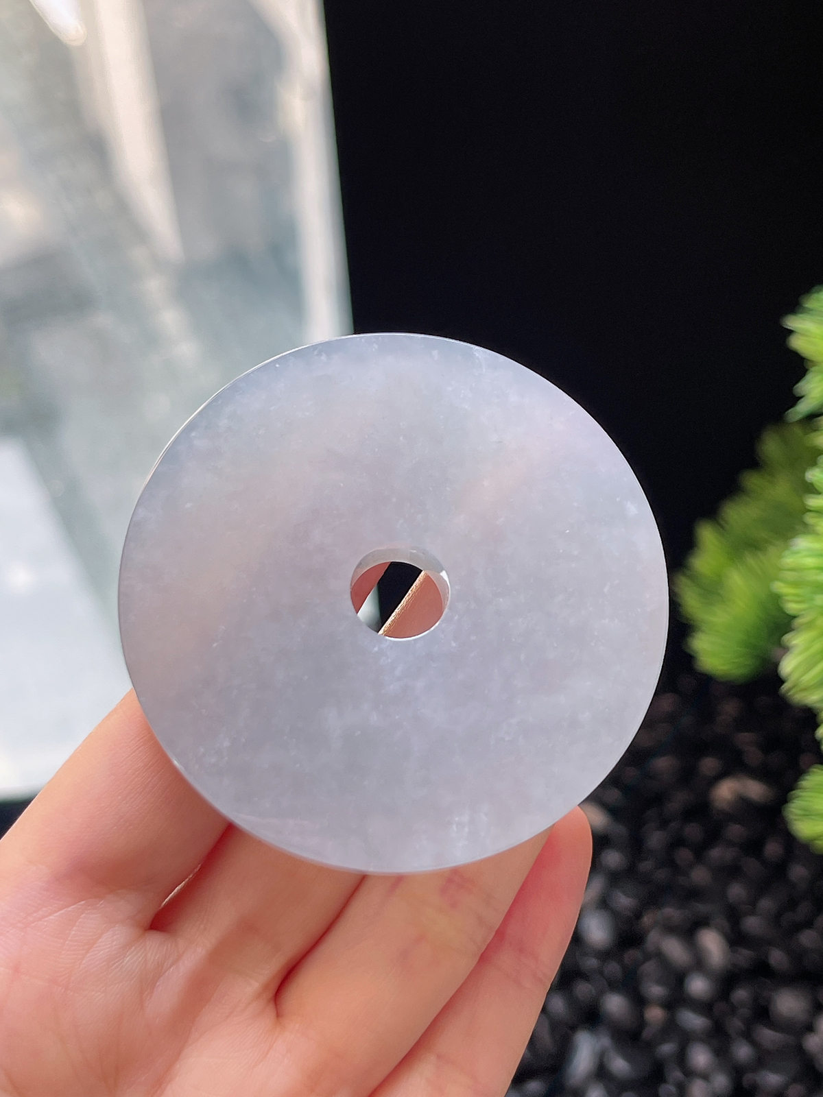 翡翠冰糯种白色大平安扣