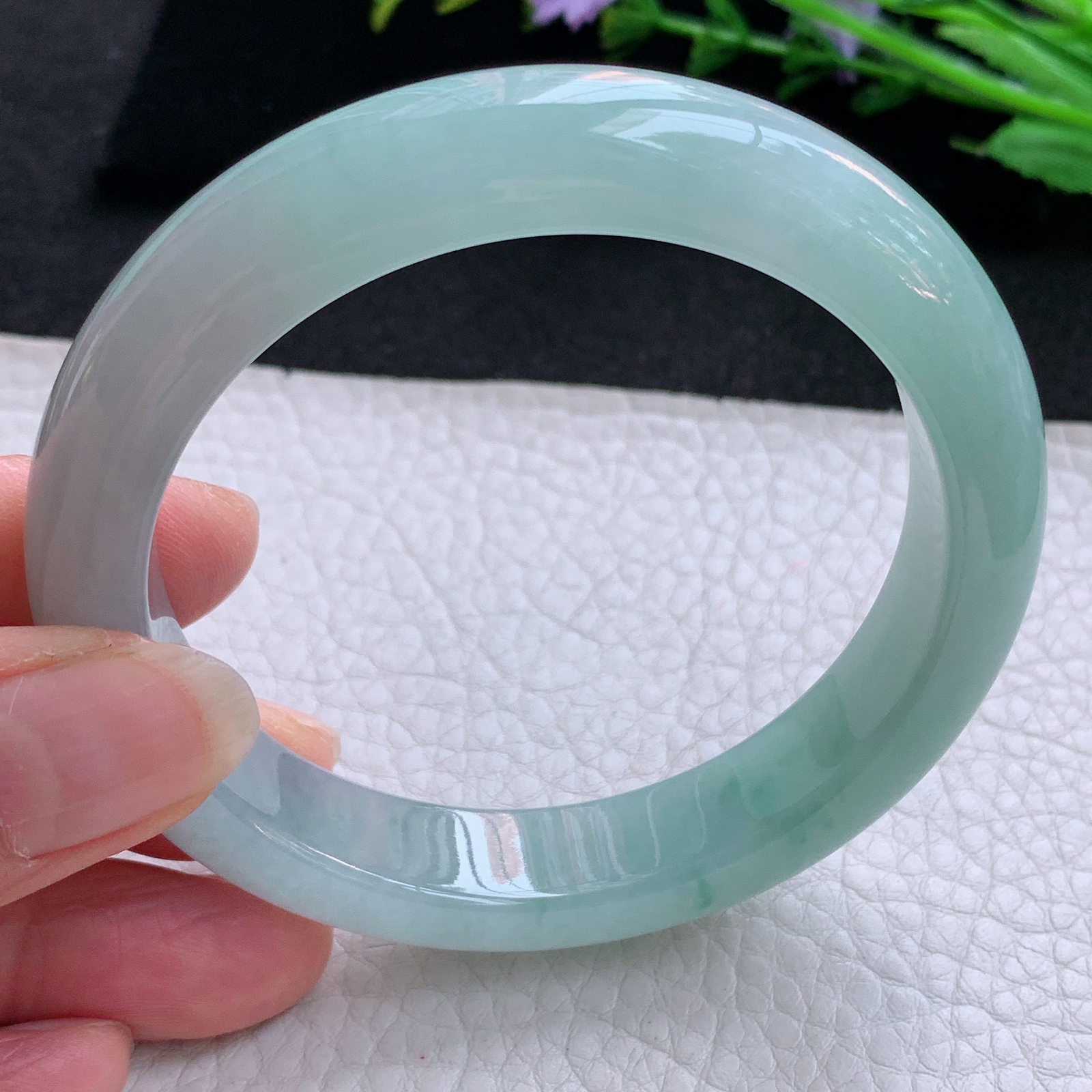 xo实拍58*12.5*8.8平安镯 天然缅甸翡翠A货玉手镯冰晴宽边玉手环