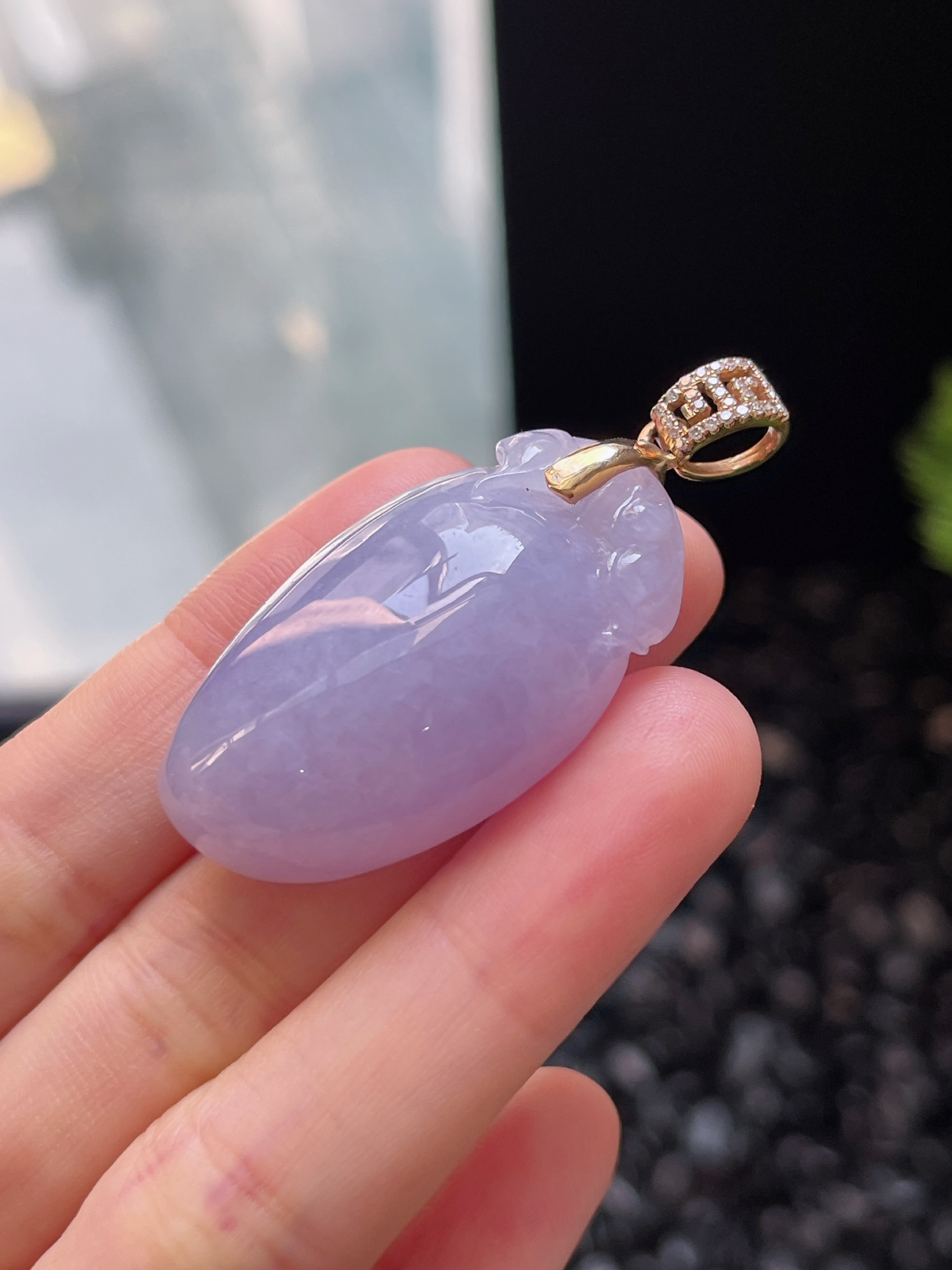 18k金翡翠冰糯种紫色福瓜