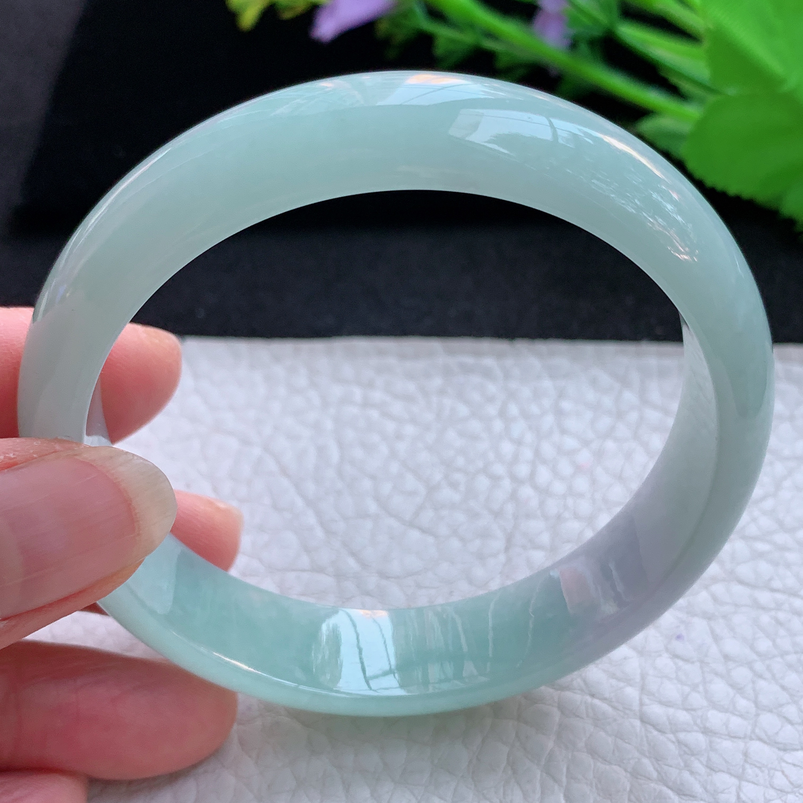 nr实拍58.5*14*7平安镯 天然缅甸翡翠A货玉手镯清新胶感宽边玉手环