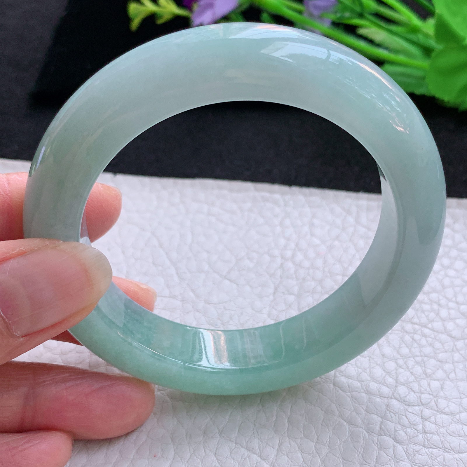 js实拍55.5*13.5*10平安镯 天然缅甸翡翠A货玉手镯冰晴厚装宽边玉手环