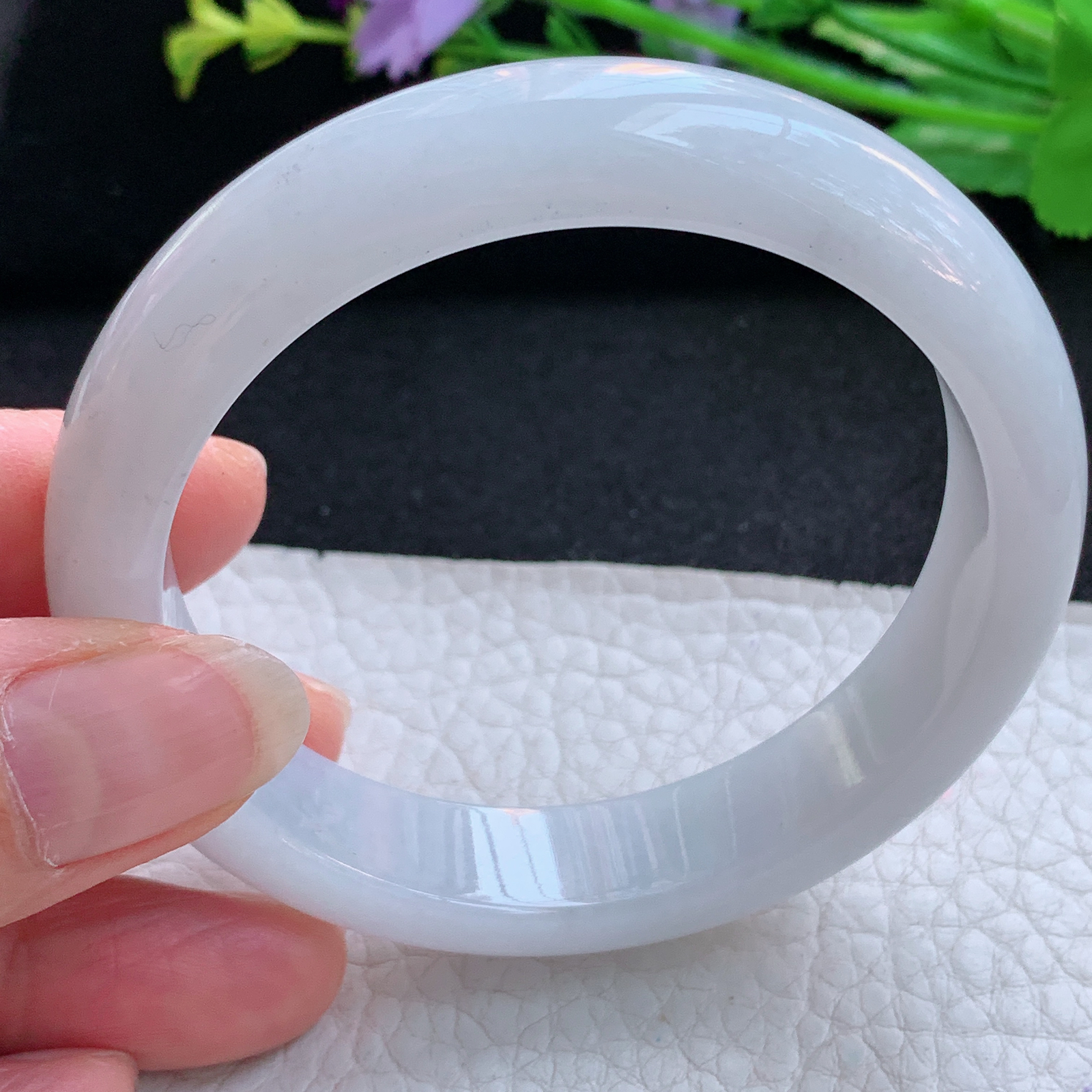 nr实拍56*12.5*8平安镯 天然缅甸翡翠A货玉手镯白月光胶感宽边玉手环