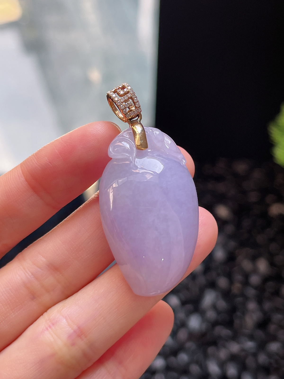 18k金翡翠冰糯种紫色福瓜