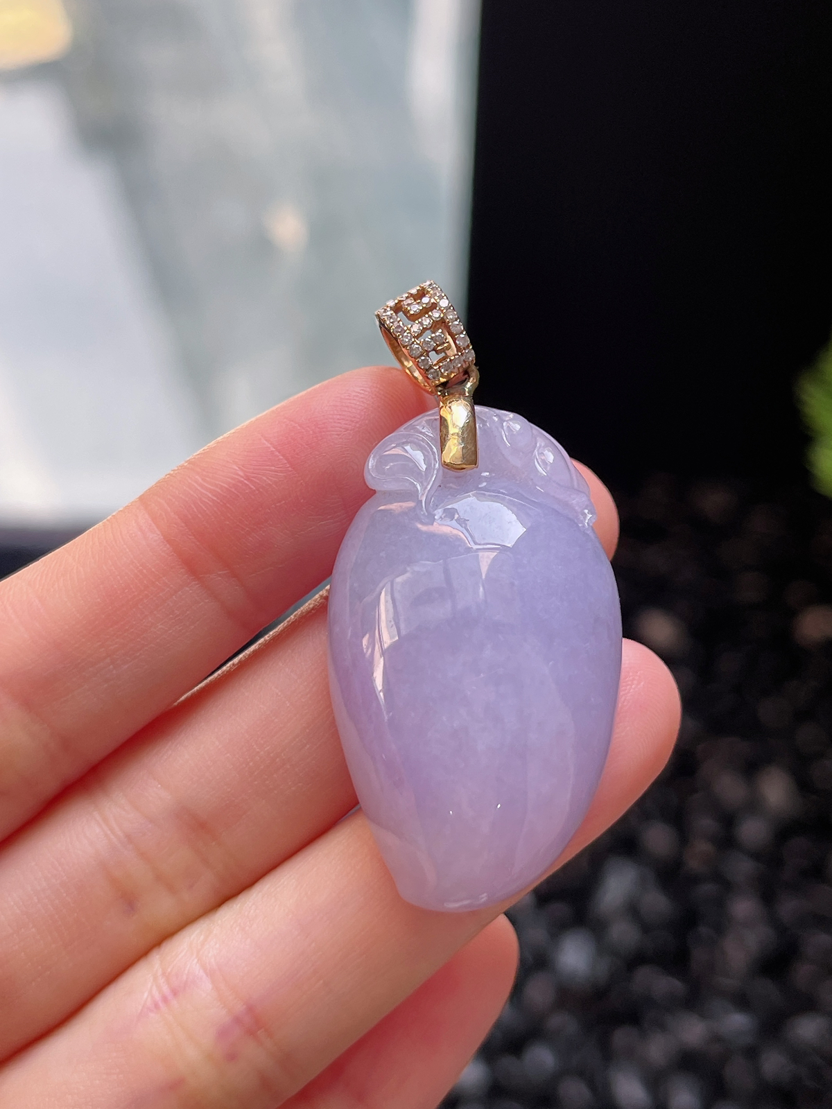 18k金翡翠冰糯种紫色福瓜