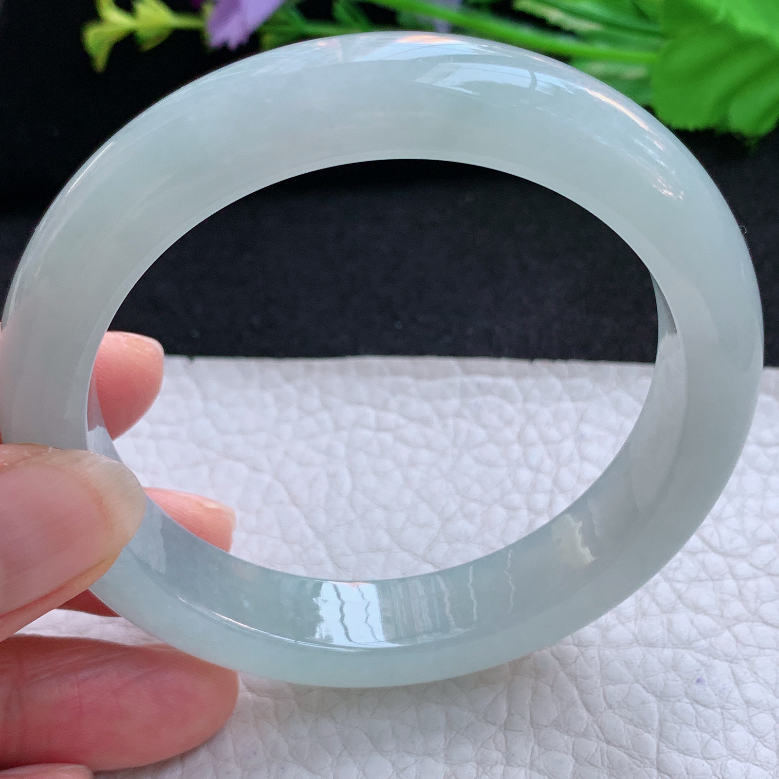 nr实拍58*12*9平安镯 天然缅甸翡翠A货玉手镯冰晴宽边玉手环