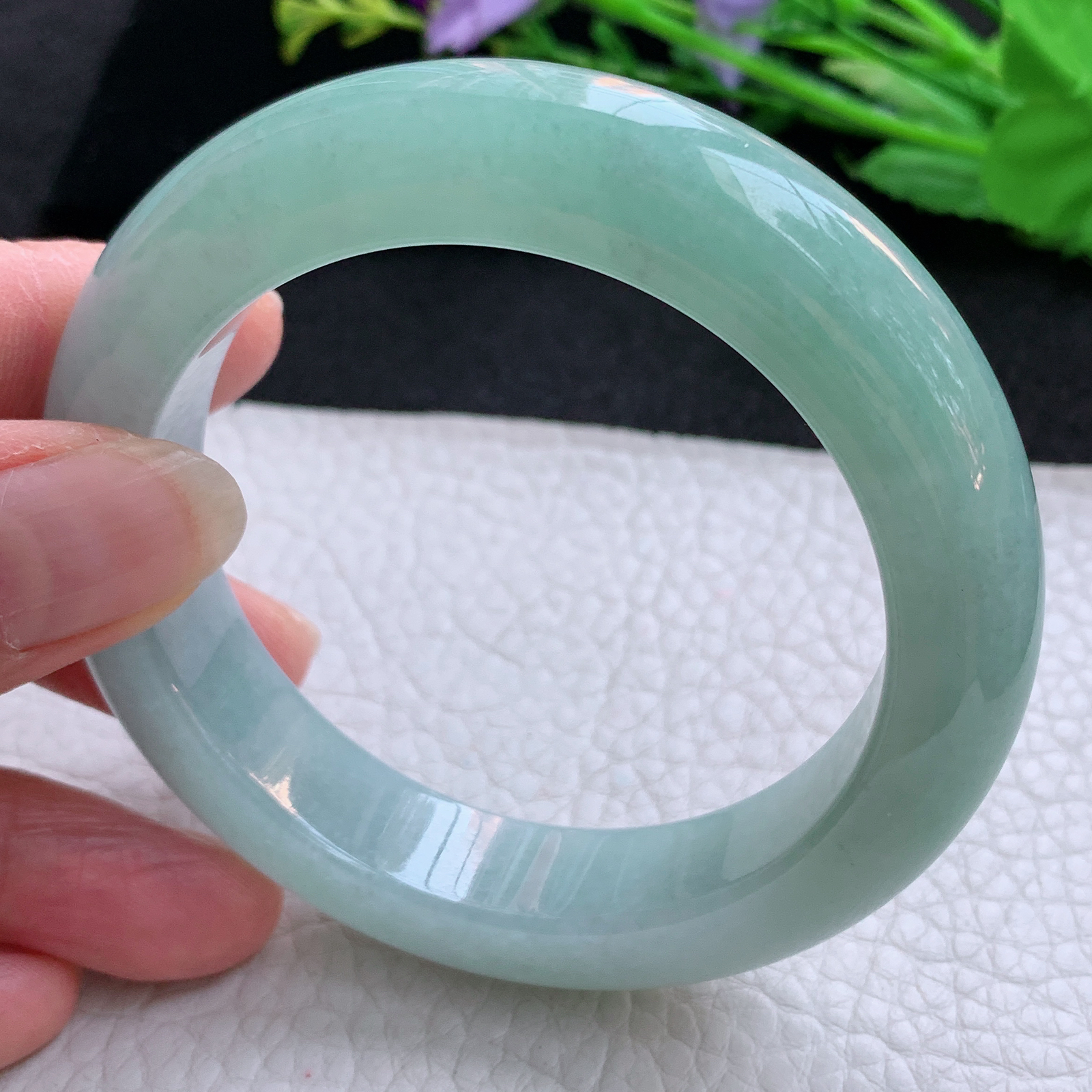 js实拍55.5*13.5*10平安镯 天然缅甸翡翠A货玉手镯冰晴厚装宽边玉手环