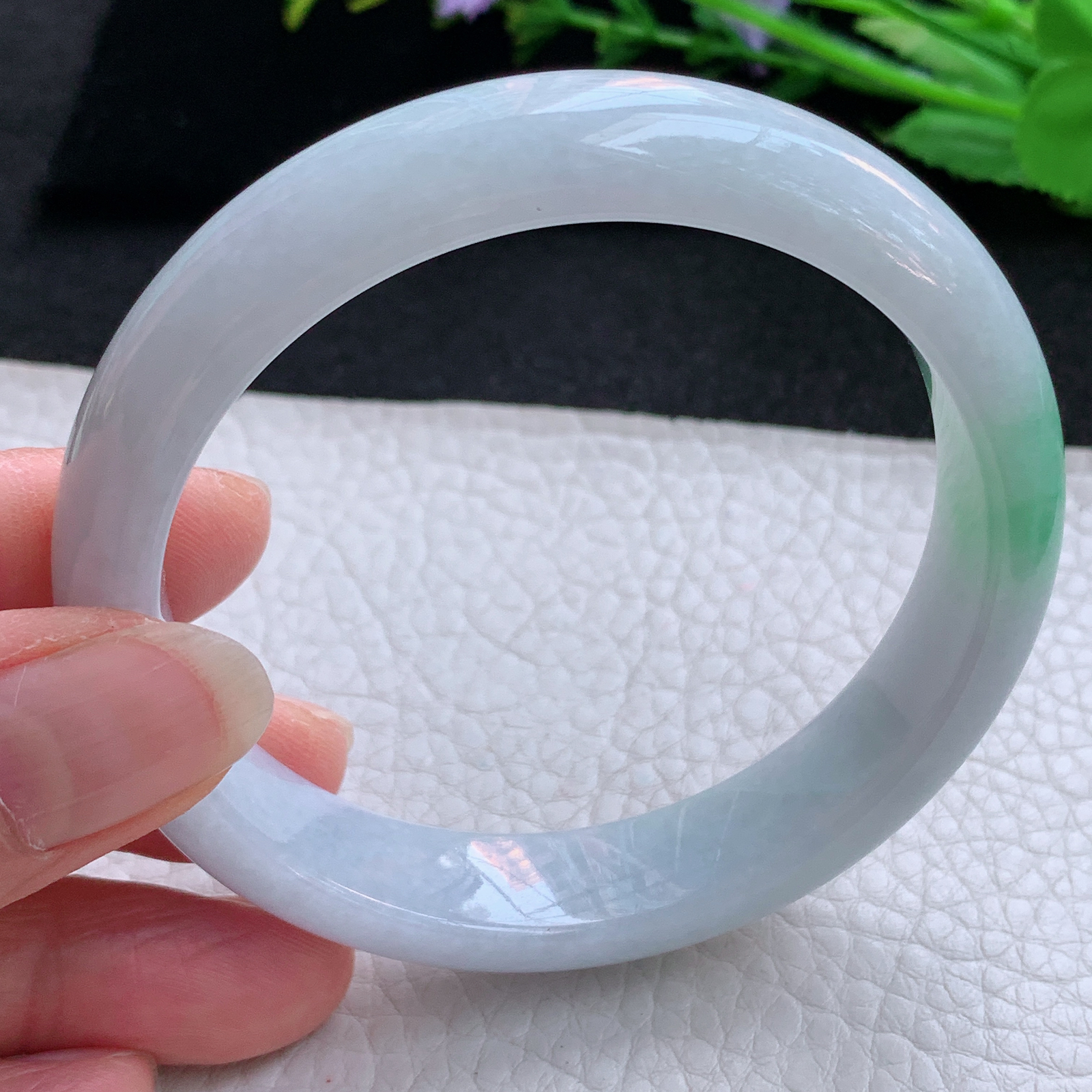 js实拍58.5*13*7.8平安镯 天然缅甸翡翠A货玉手镯水润飘绿宽边玉手环