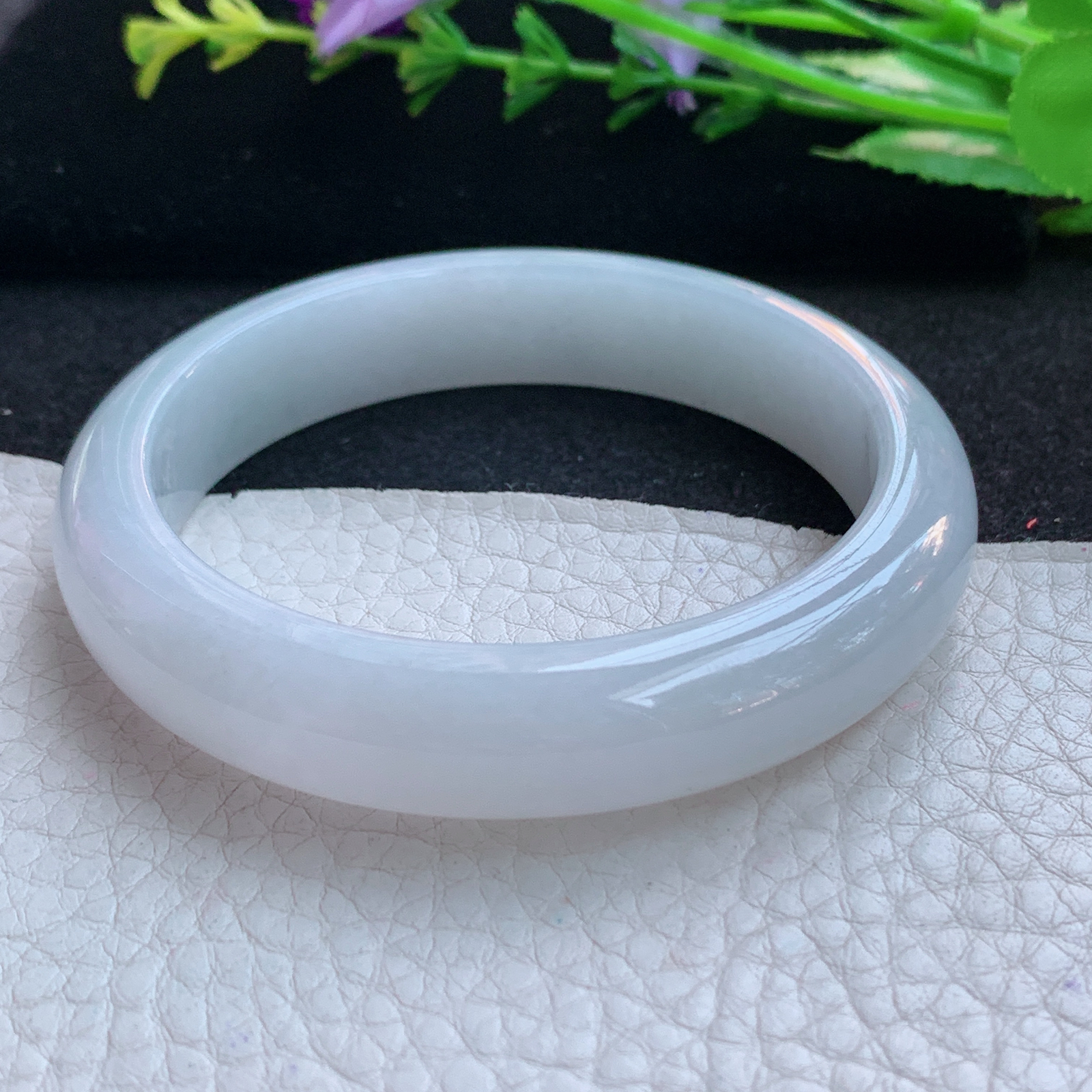 nr实拍56*12.5*8平安镯 天然缅甸翡翠A货玉手镯白月光胶感宽边玉手环