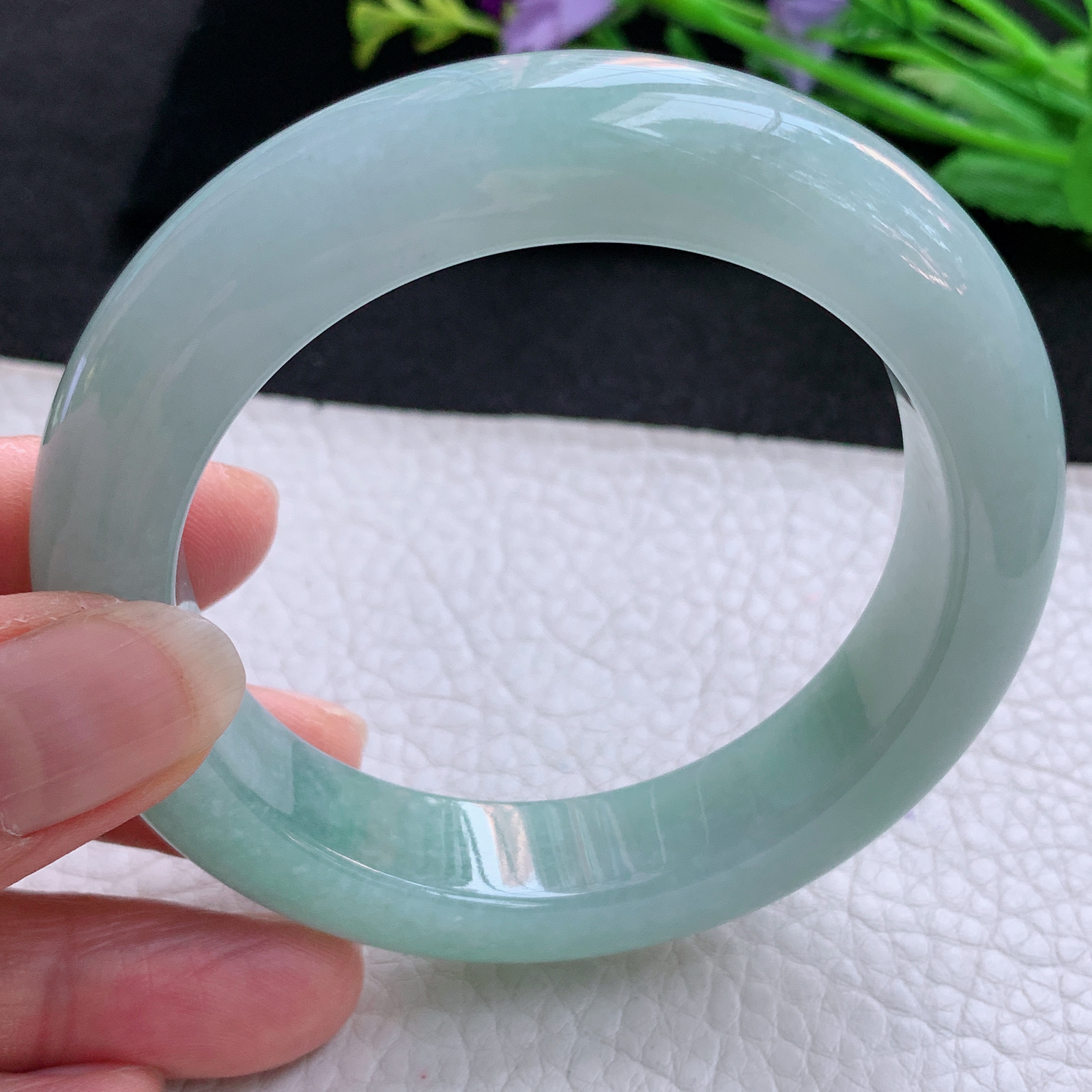 js实拍55.5*13.5*10平安镯 天然缅甸翡翠A货玉手镯冰晴厚装宽边玉手环