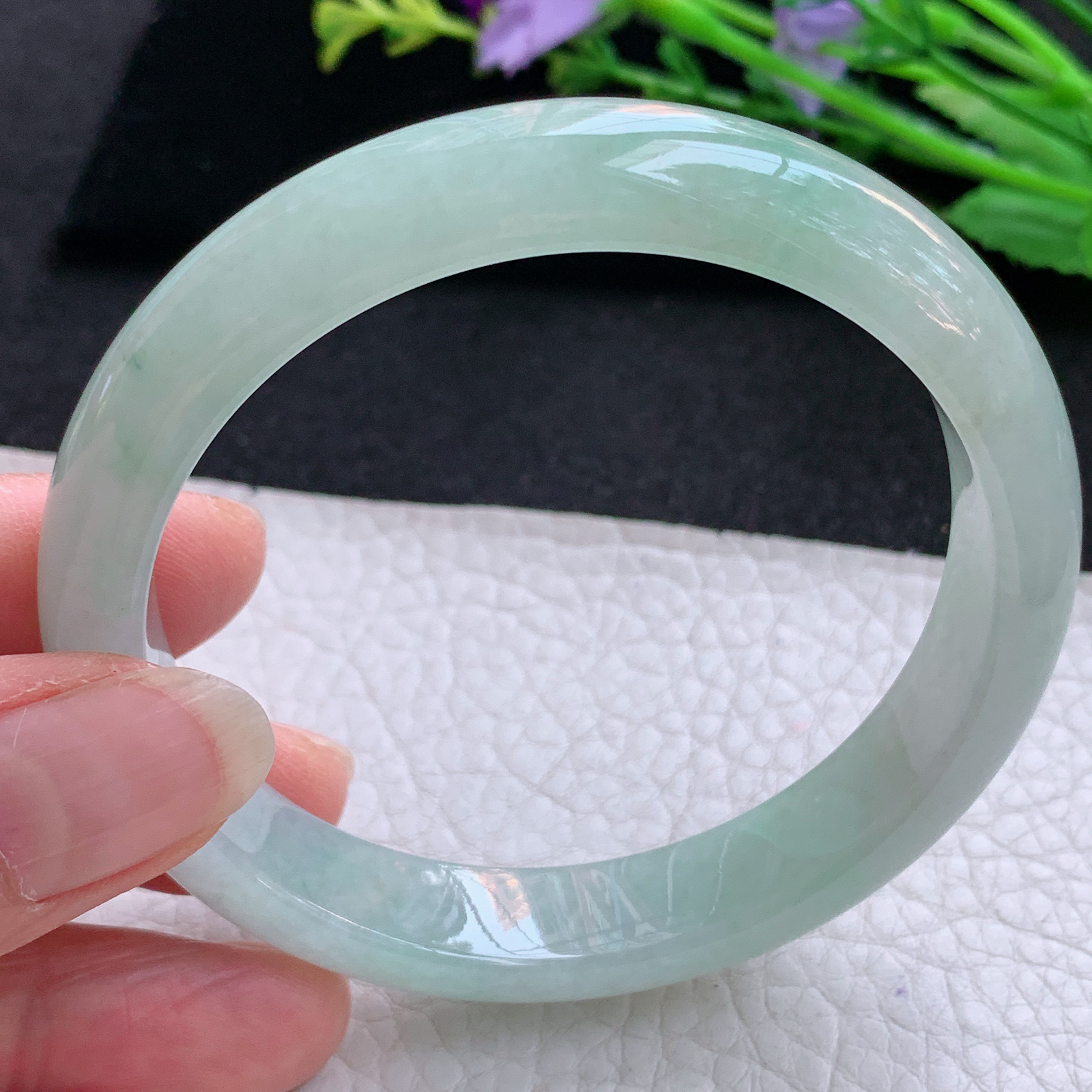 js实拍58*11.8*7.8平安镯 天然缅甸翡翠A货玉手镯冰晴纯美宽边玉手环