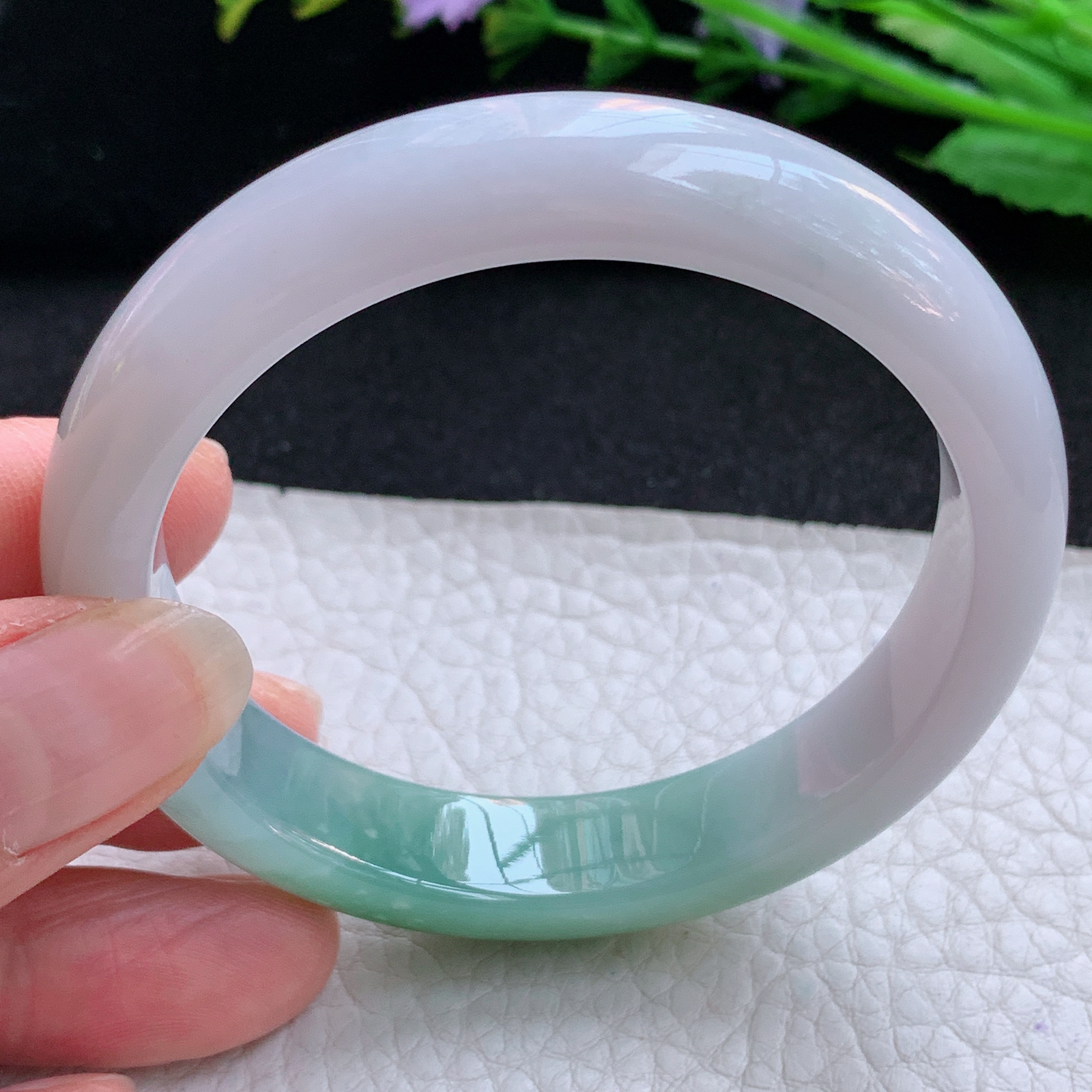 ax小圈口53.5*这2*7.6平安镯 天然缅甸翡翠A货玉手镯辣绿宽边玉手环