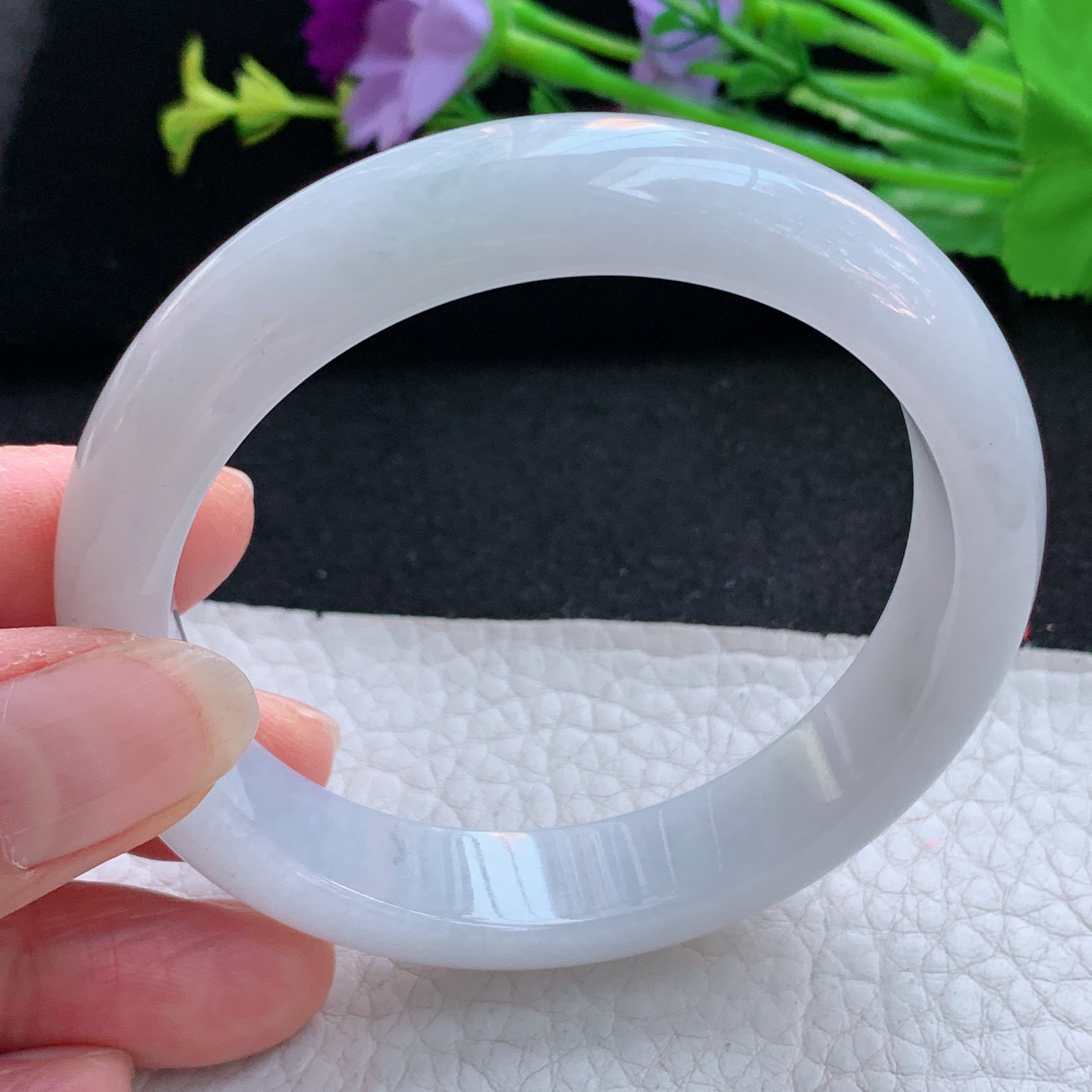 nr实拍56*12.5*8平安镯 天然缅甸翡翠A货玉手镯白月光胶感宽边玉手环