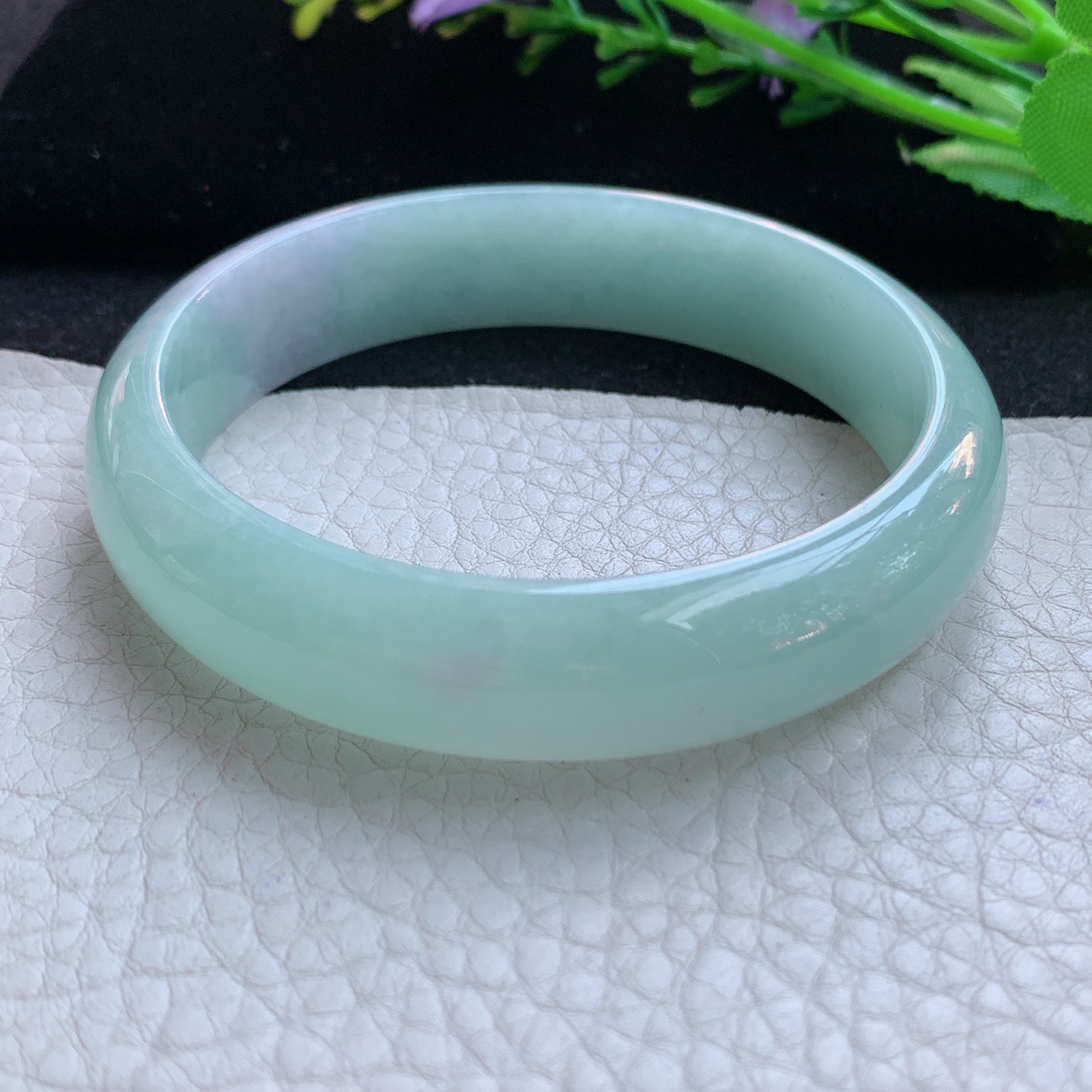 nr实拍58.5*14*7平安镯 天然缅甸翡翠A货玉手镯清新胶感宽边玉手环