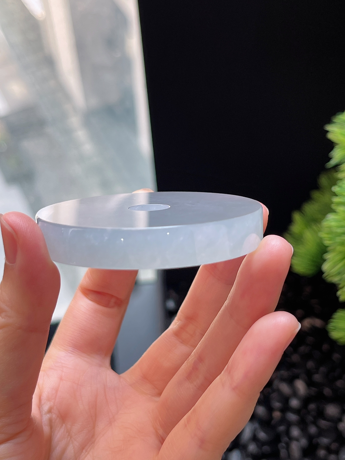 翡翠冰糯种白色大平安扣