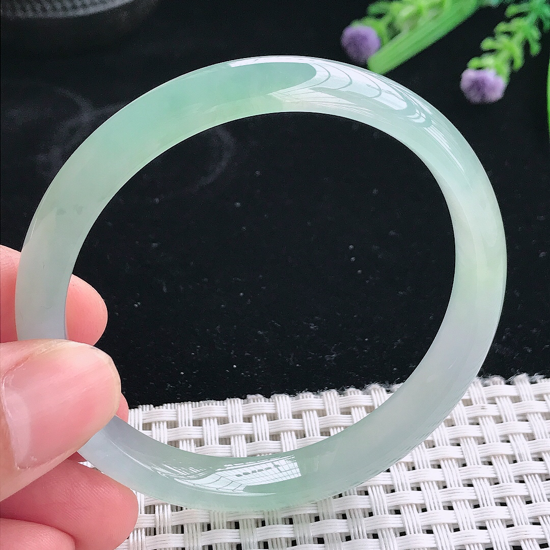 实拍天然翡翠57.5/9.9/6.8老坑冰胶果冻冰晴手镯翡翠玉镯手环