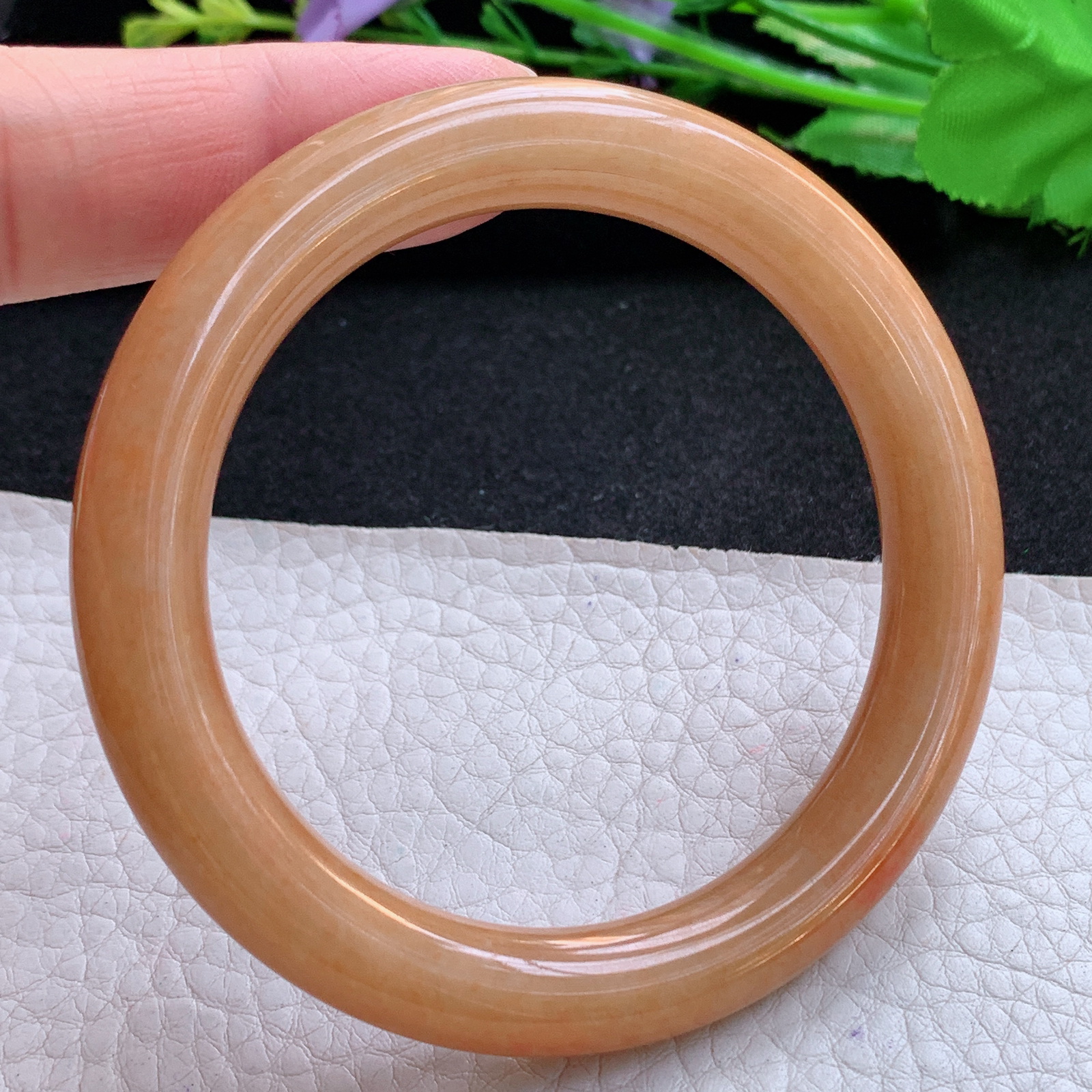 z实拍54*9.5*9.3美人镯 天然缅甸翡翠A货玉手镯黄翡圆条玉手环