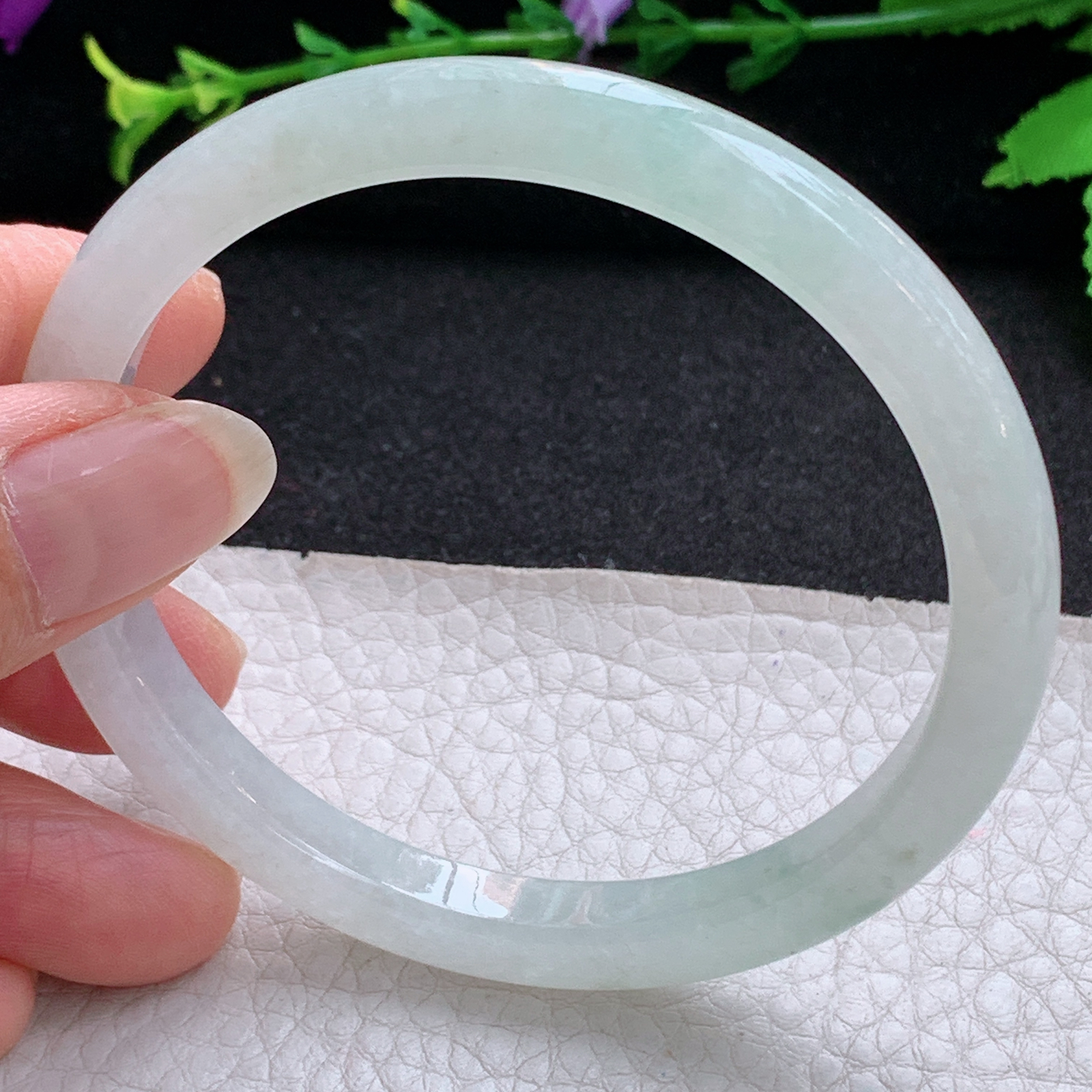 nr秀气款59.5*7.2*6.8平安镯 天然缅甸翡翠A货玉手镯冰润纯美宽边玉手环