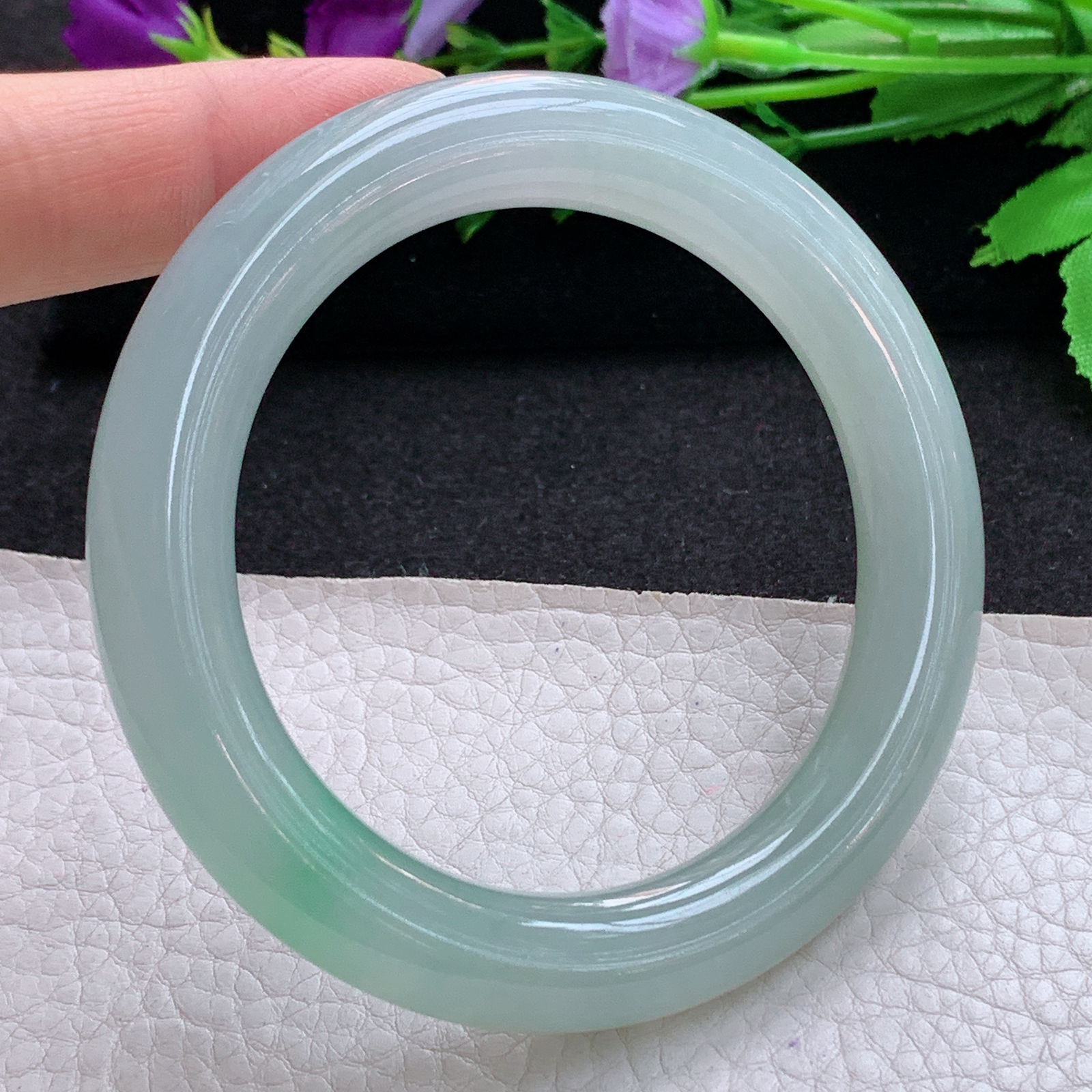 ax收藏级56.5*11*11.2美人镯 天然缅甸翡翠A货玉手镯清爽圆条玉手环