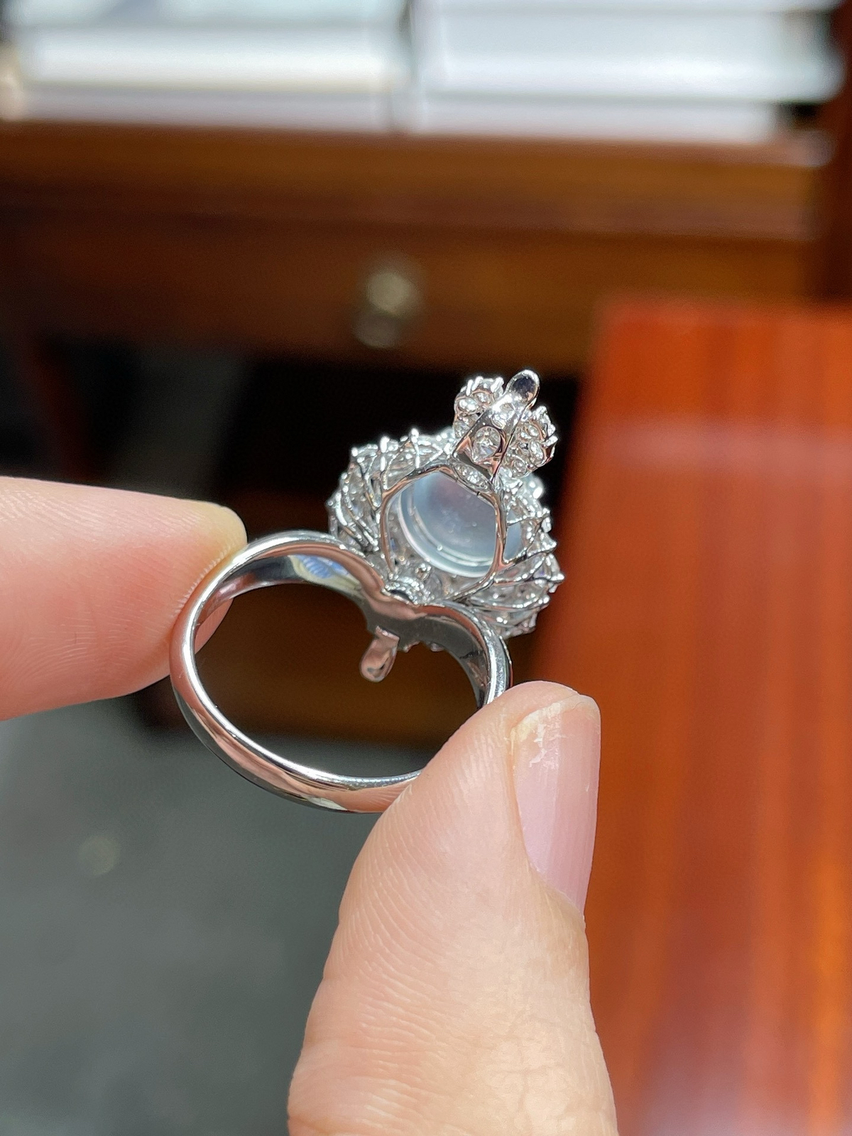 冰蛋面戒指+冰蛋面吊坠（两用款） 18k金镶嵌，强烈推荐！