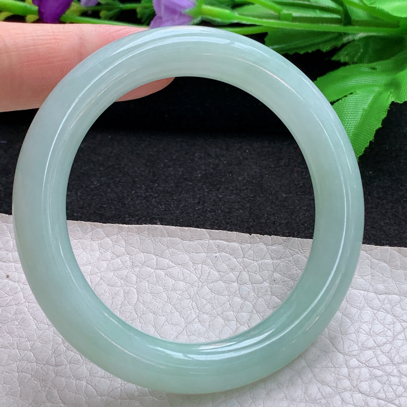 nr甜美款54*10.24美人镯 天然缅甸翡翠A货玉手镯甜绿圆条玉手环