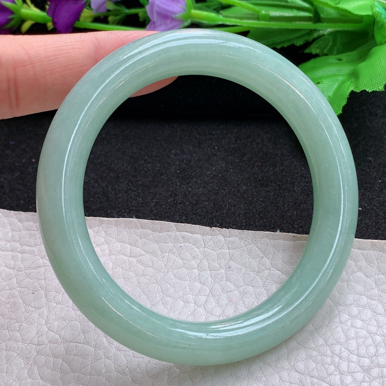 nr实拍58*10.5*10.3美人镯 天然缅甸翡翠A货玉手镯满绿圆条玉手环