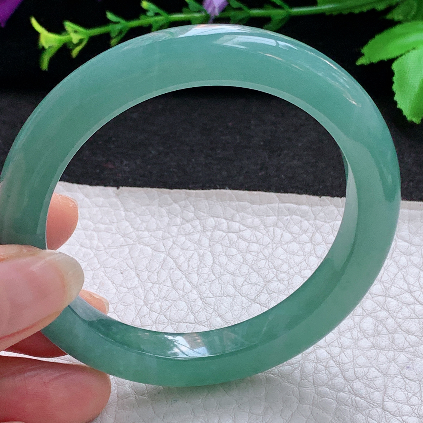 nr韵味款57*9.2*9.2平安镯 天然翡翠A货玉手镯冰蓝宽边玉手环