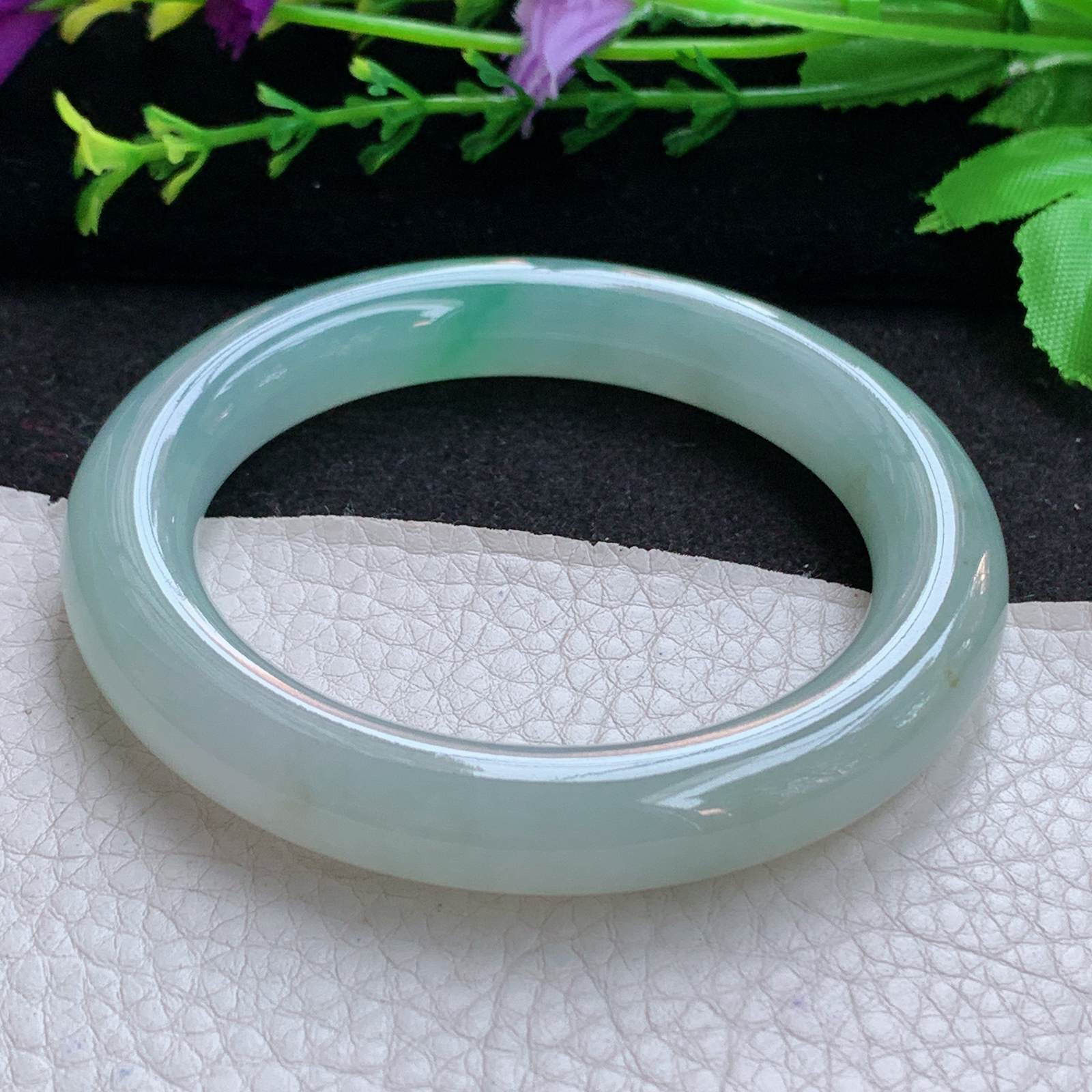 ax收藏级56.5*11*11.2美人镯 天然缅甸翡翠A货玉手镯清爽圆条玉手环