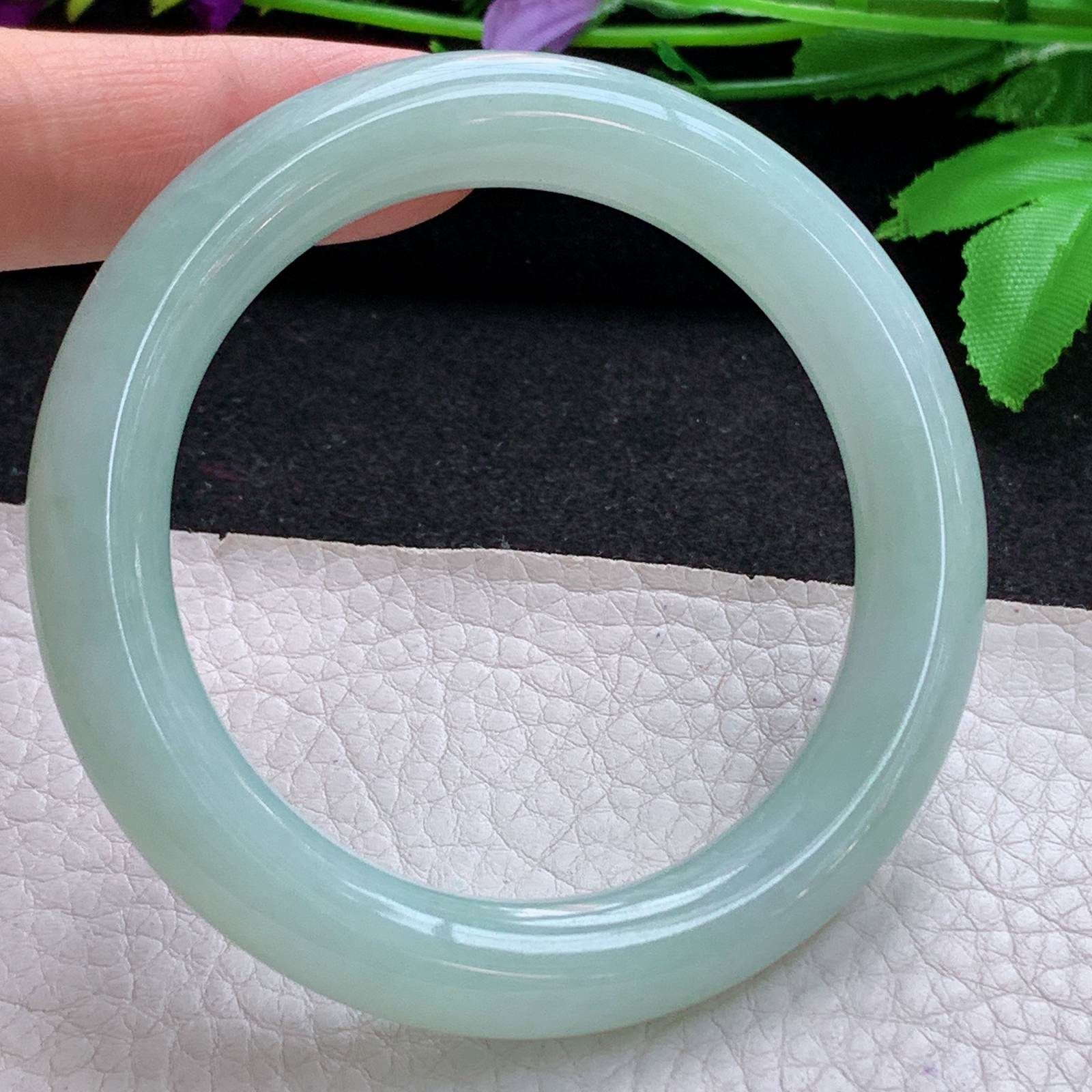 nr甜美款54*10.24美人镯 天然缅甸翡翠A货玉手镯甜绿圆条玉手环