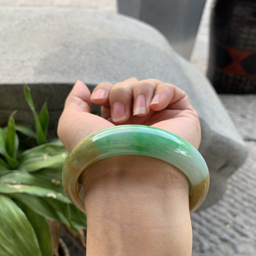 宽版大圈口 58.8-15.5-9.3【黄加绿正圈手镯】正圈58 59可戴