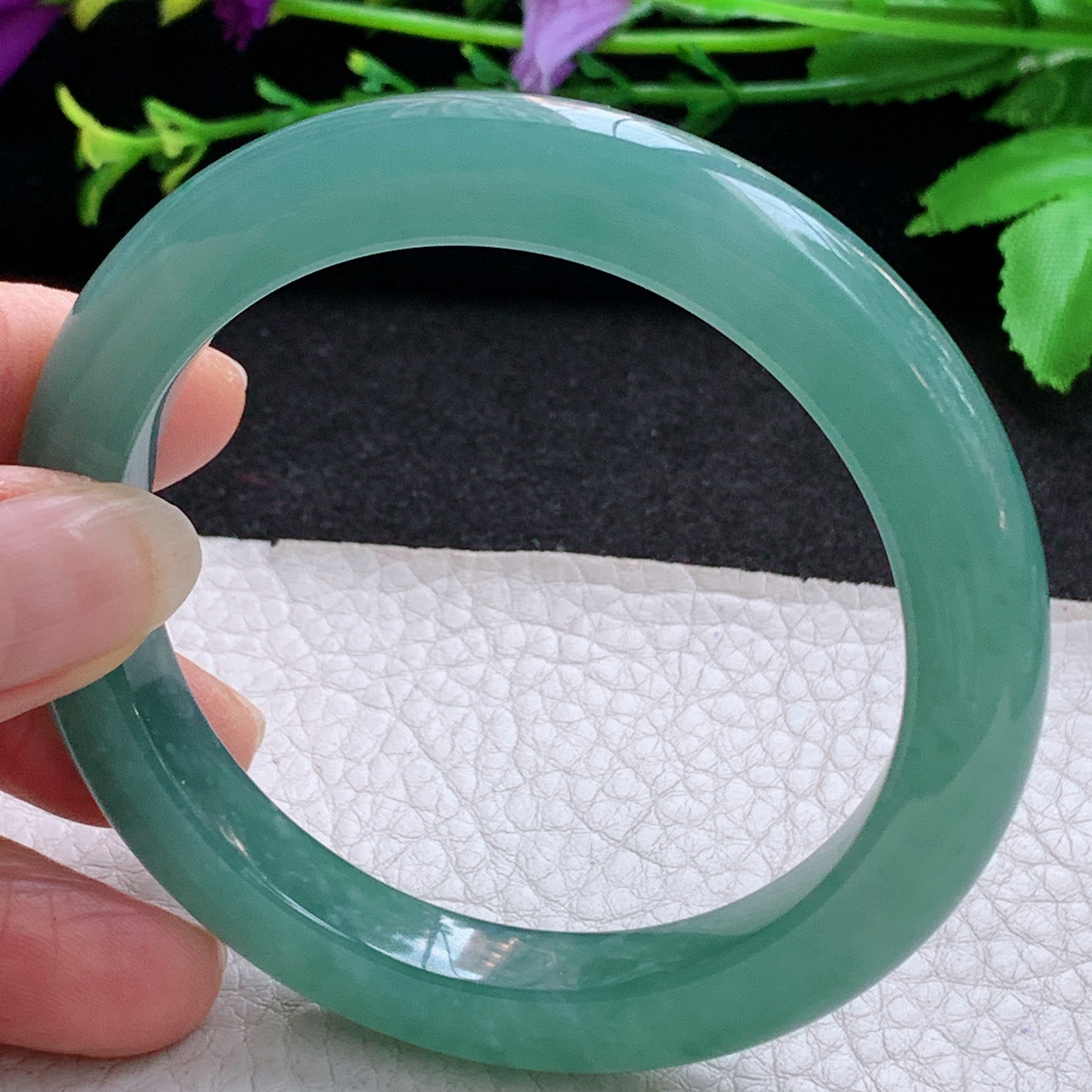 nr韵味款57*9.2*9.2平安镯 天然翡翠A货玉手镯冰蓝宽边玉手环