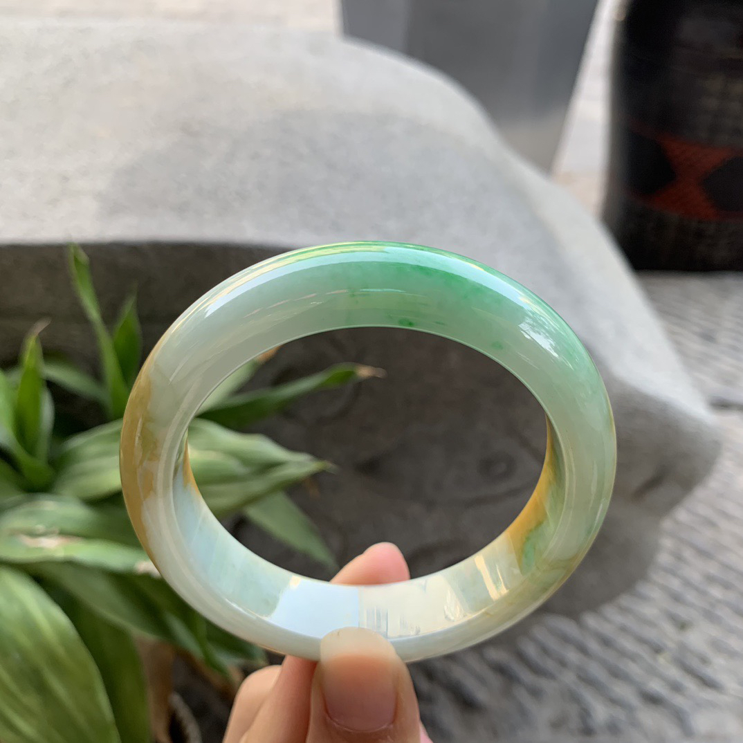 宽版大圈口 58.8-15.5-9.3【黄加绿正圈手镯】正圈58 59可戴