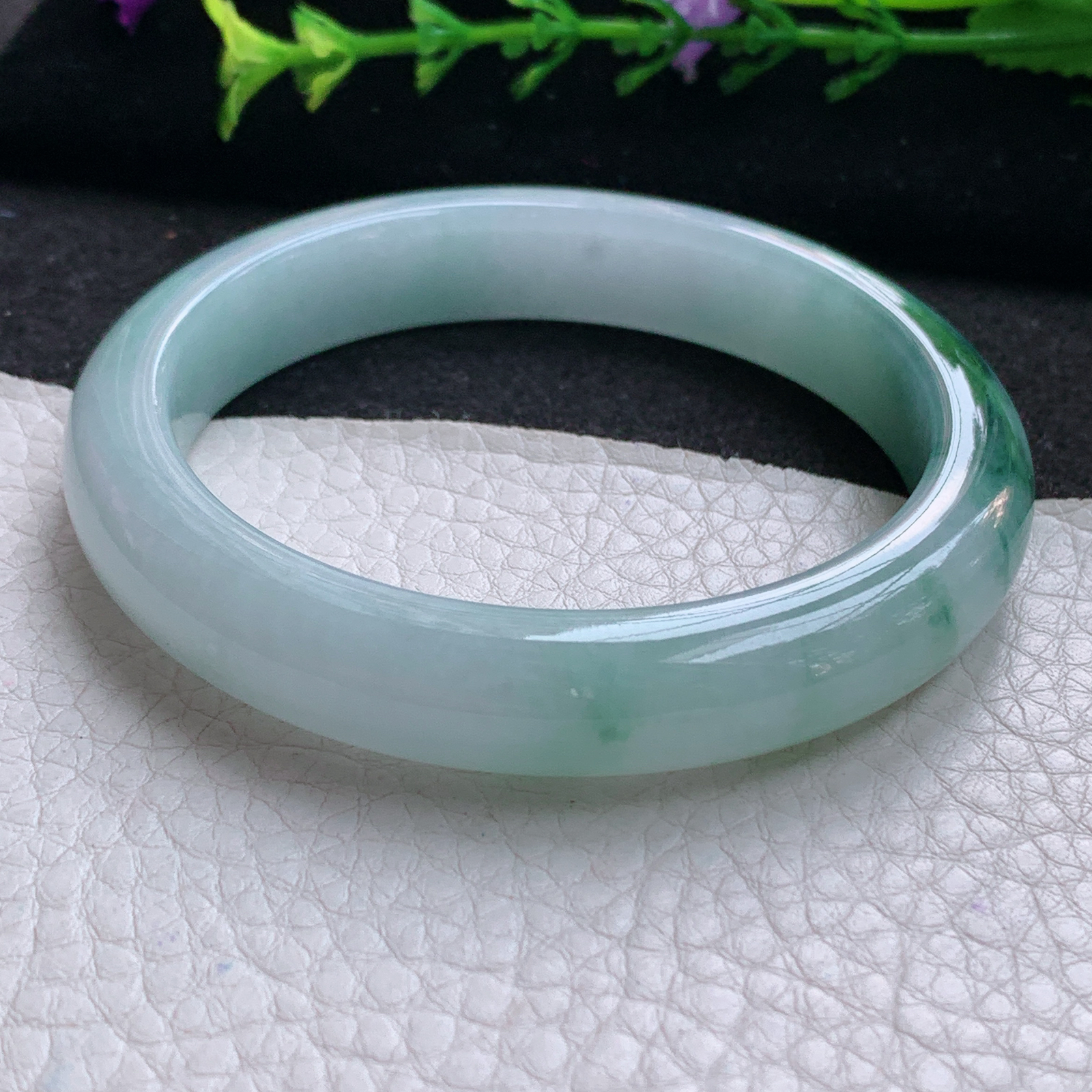 js实拍57.5*11.5*8.3平安镯 天然缅甸翡翠A货玉手镯冰飘花胶感宽边玉手环