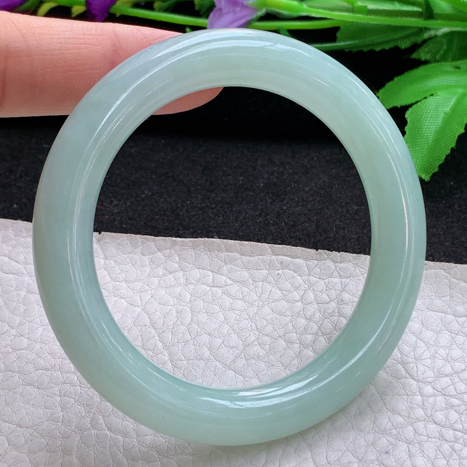 nr甜美款54*10.24美人镯 天然缅甸翡翠A货玉手镯甜绿圆条玉手环