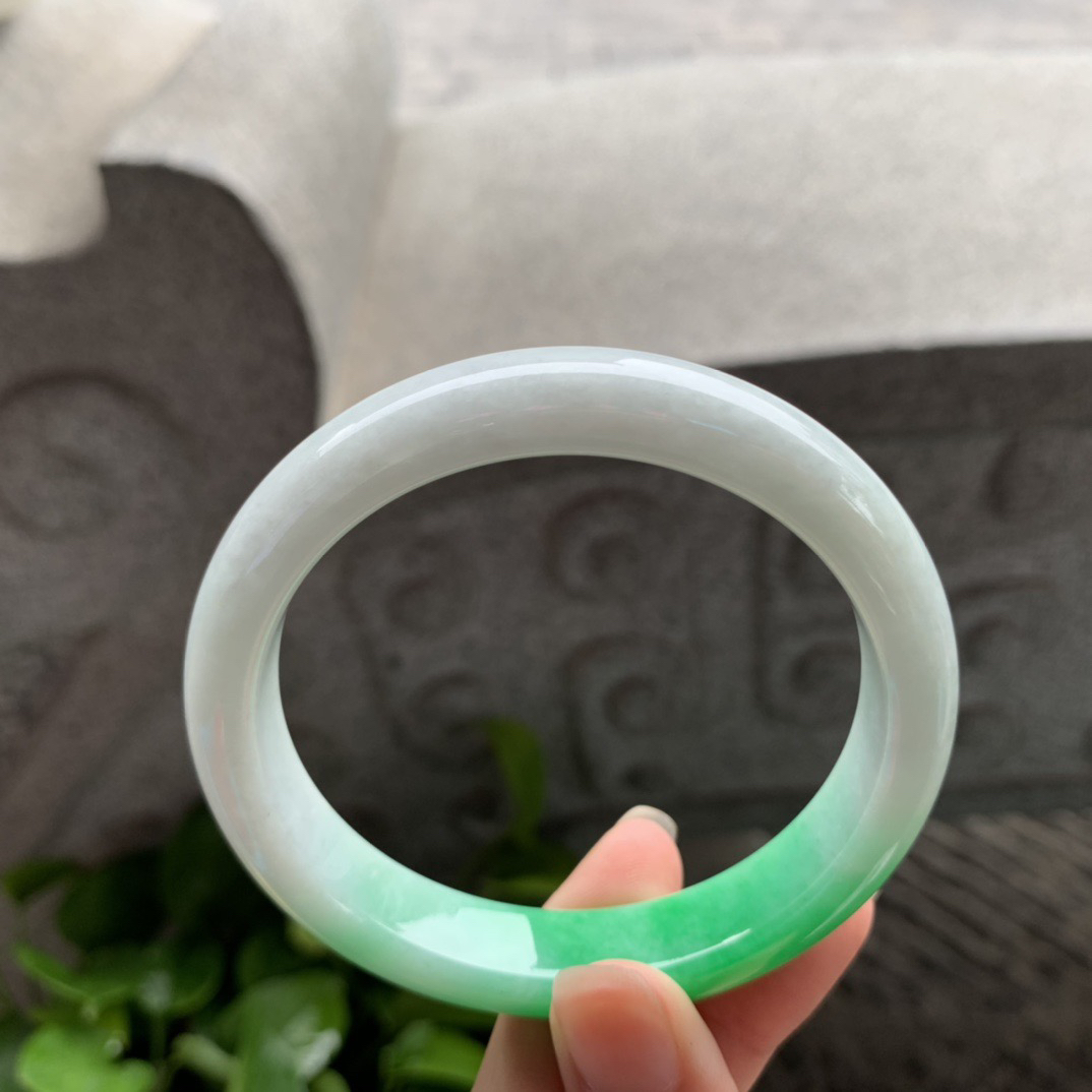 大圈口58.7-12-7.9 【阳绿正圈手镯】正圈58 59可戴