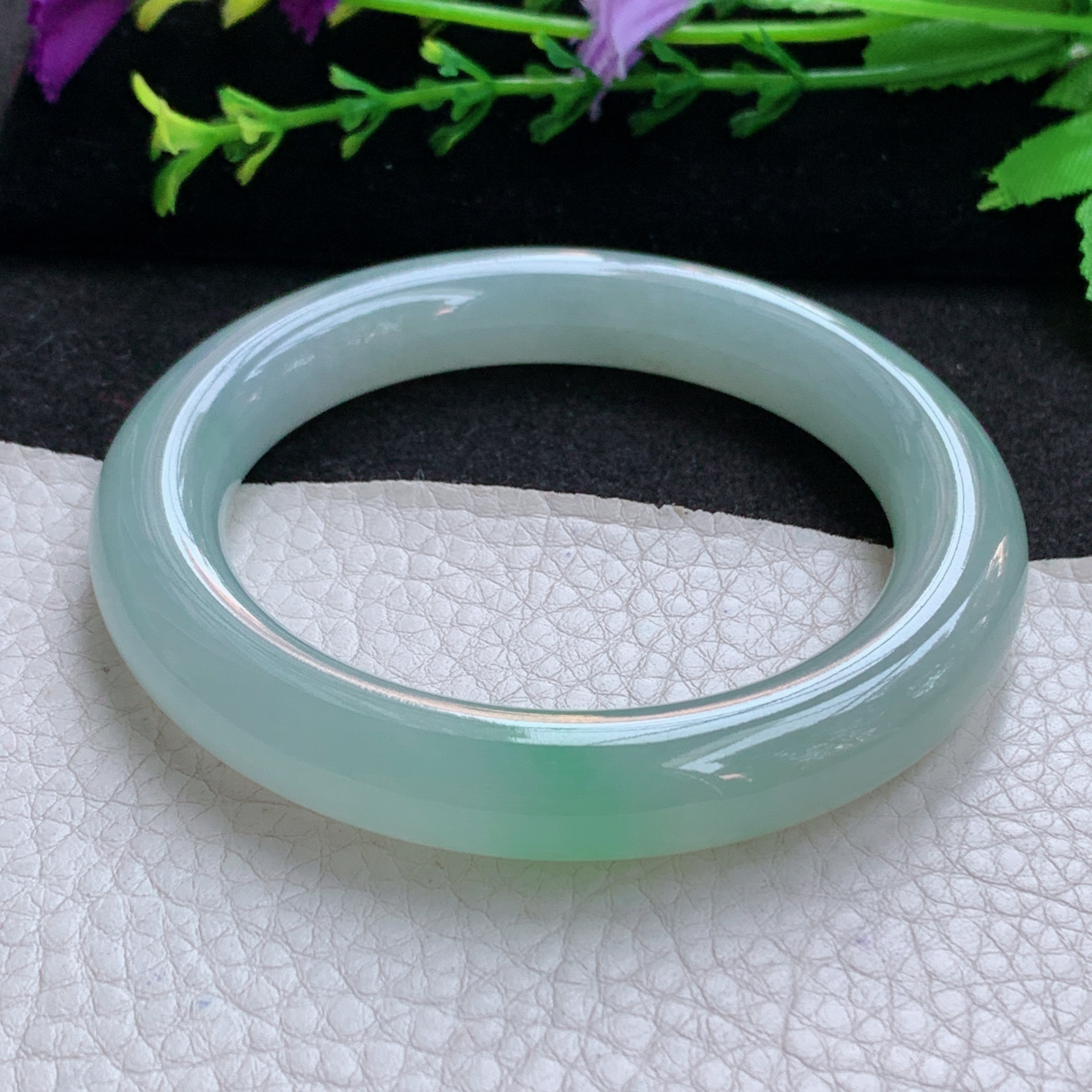 ax收藏级56.5*11*11.2美人镯 天然缅甸翡翠A货玉手镯清爽圆条玉手环