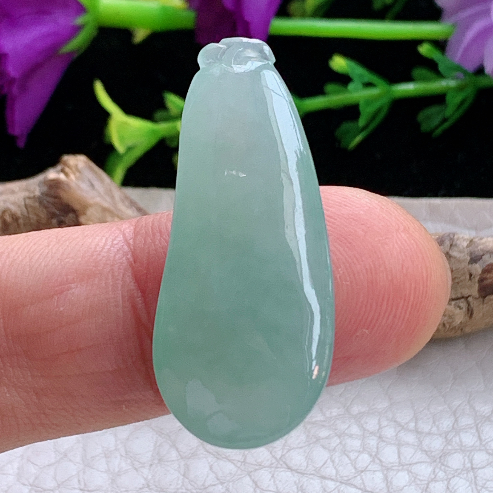 lz实拍35.5*15*8缅甸翡翠精雕冰晴别致饱满福瓜玉吊坠 玉挂佚