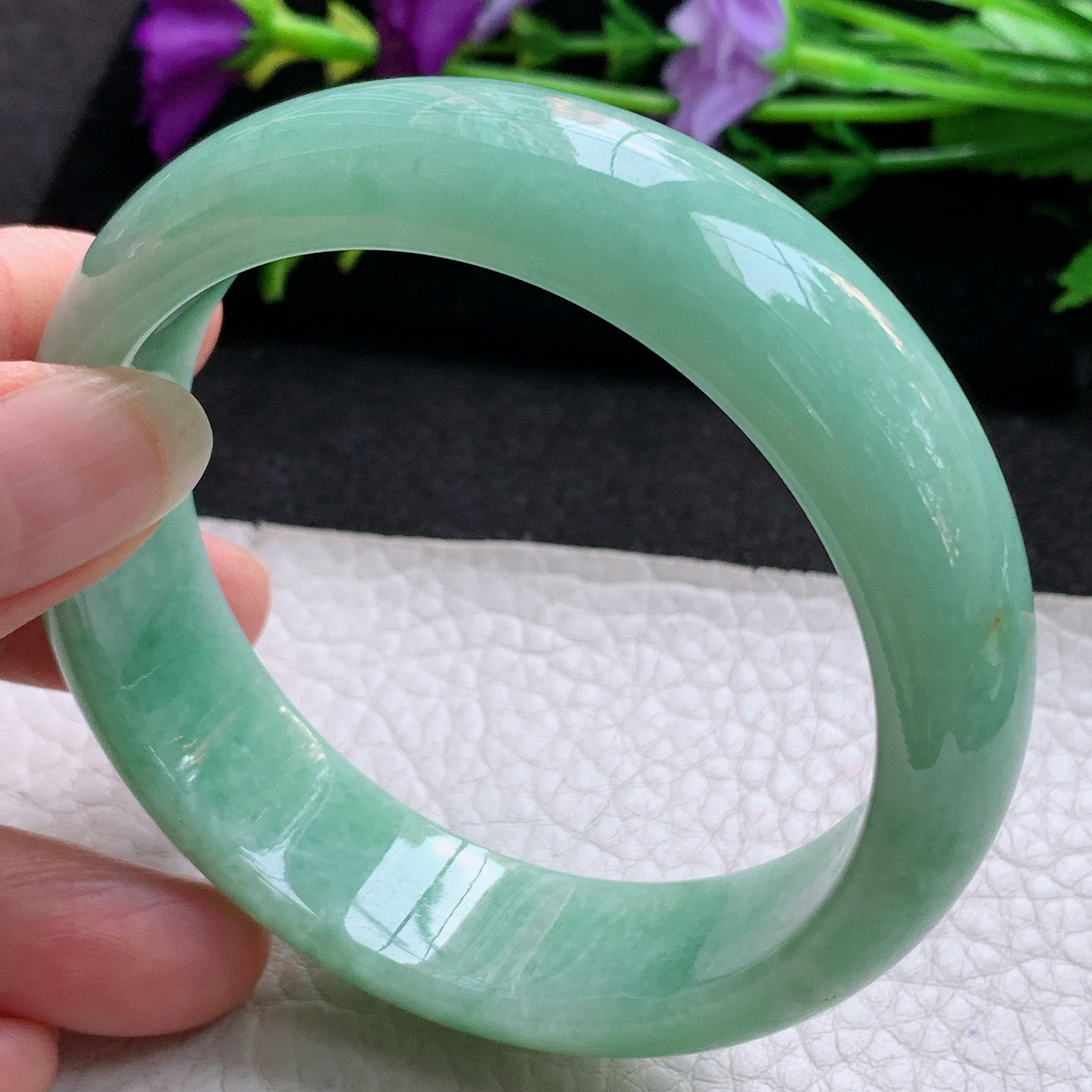 js实拍58*16.8*7.8轮胎镯 天然缅甸翡翠A货玉手镯满绿大气宽边玉手环
