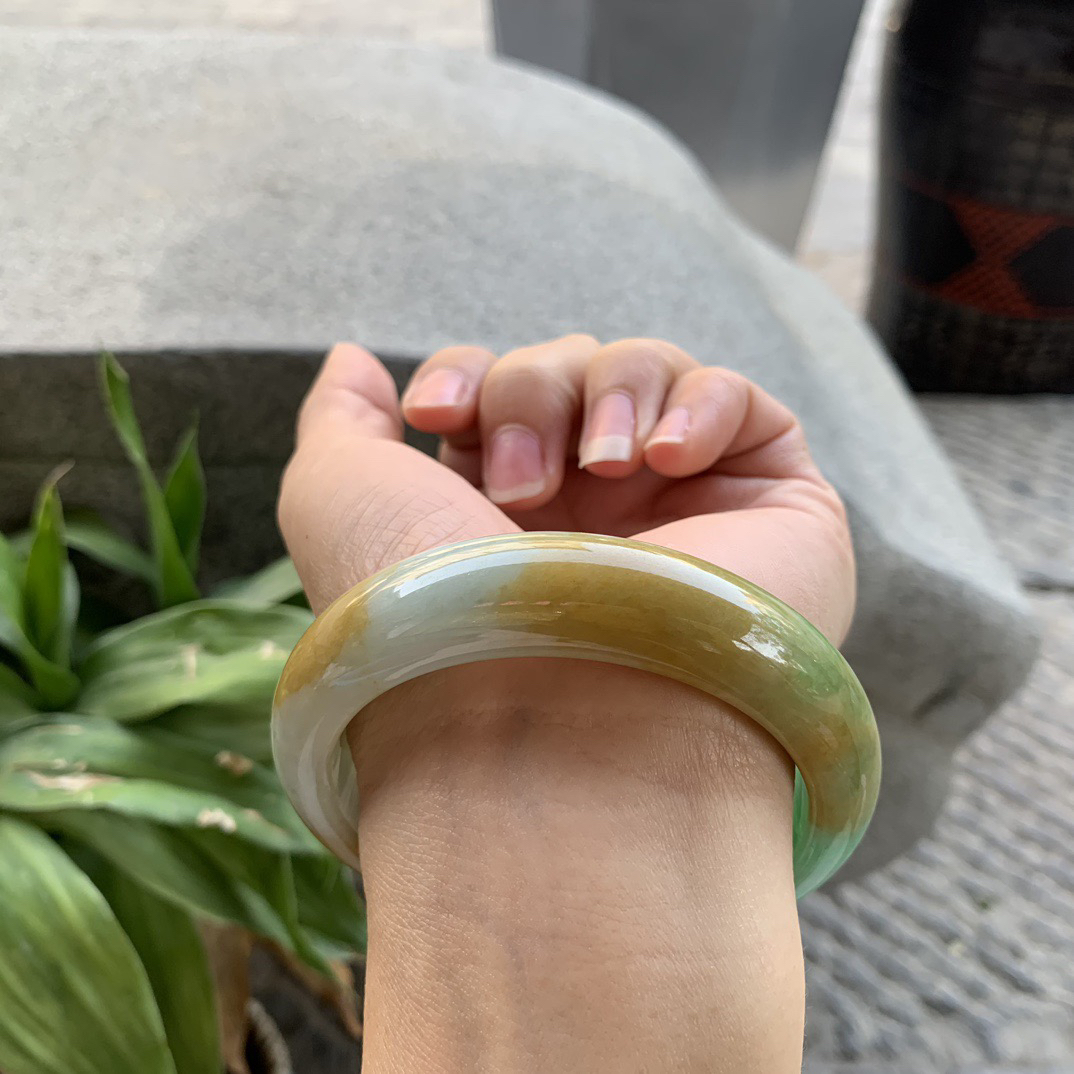 宽版大圈口 58.8-15.5-9.3【黄加绿正圈手镯】正圈58 59可戴