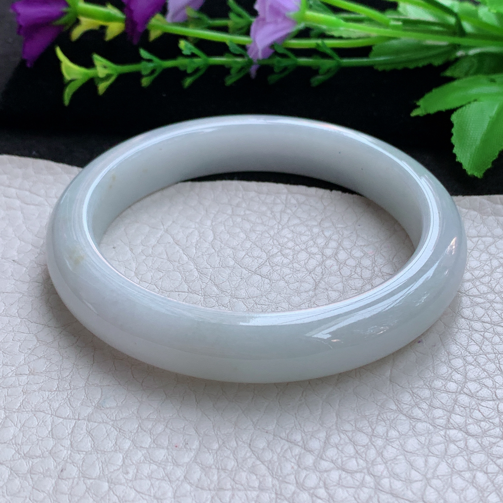 ll大圈口64*12.5*9.5平安镯 天然缅甸翡翠A货玉手镯纯美宽边玉手环