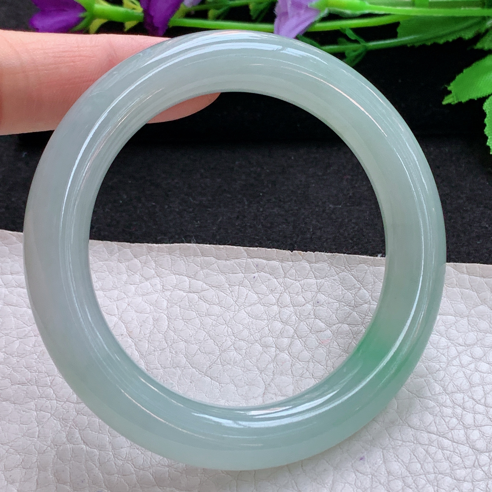 ax收藏级56.5*11*11.2美人镯 天然缅甸翡翠A货玉手镯清爽圆条玉手环