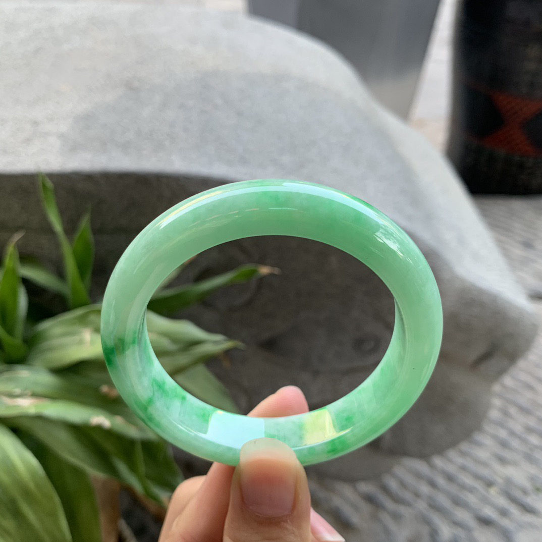 圈口55-12.4-8.8 【飘阳绿正圈手镯】正圈55 56可戴