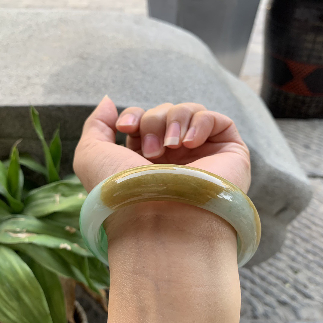 宽版大圈口 58.8-15.5-9.3【黄加绿正圈手镯】正圈58 59可戴