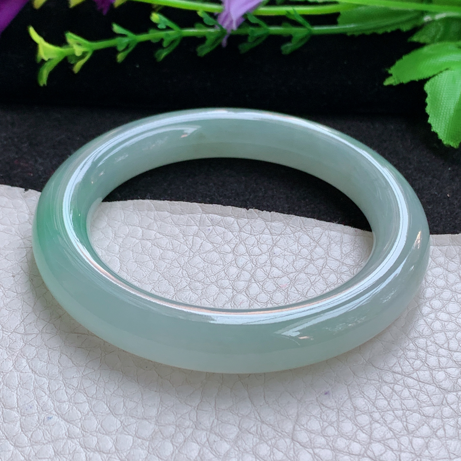 ax收藏级56.5*11*11.2美人镯 天然缅甸翡翠A货玉手镯清爽圆条玉手环