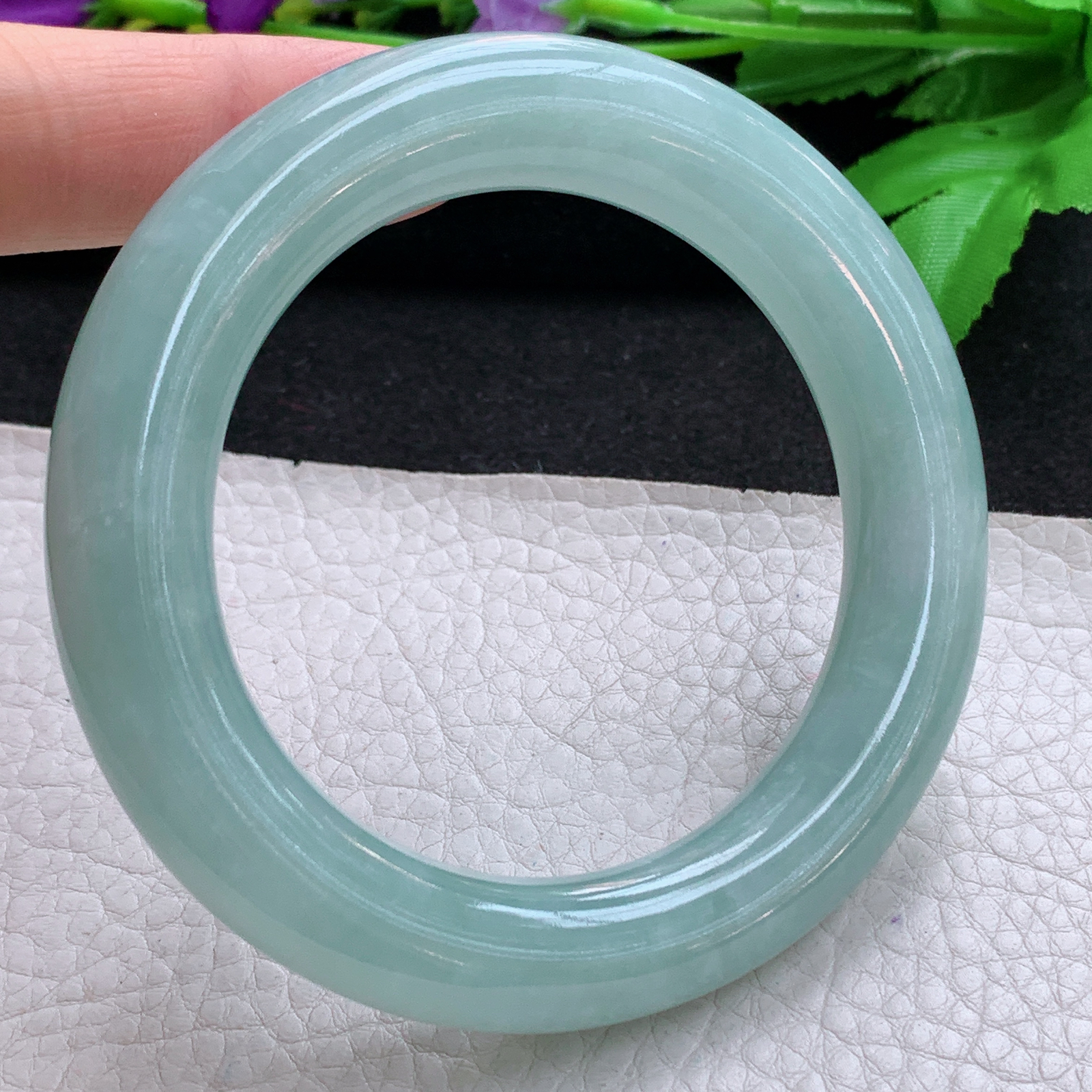 js冰晴款56.5*12*12.3胖圆镯 天然缅甸翡翠A货玉手镯晴绿圆条玉手环